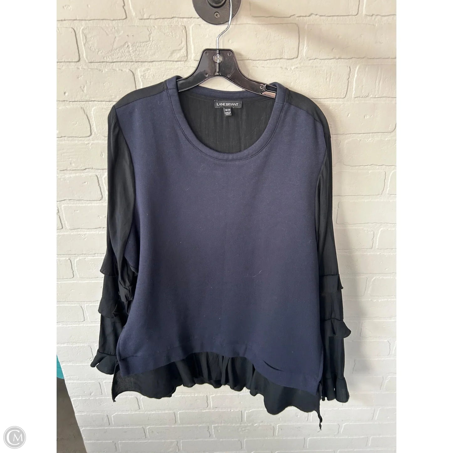 Top Long Sleeve By Lane Bryant In Black & Blue, Size: 1x