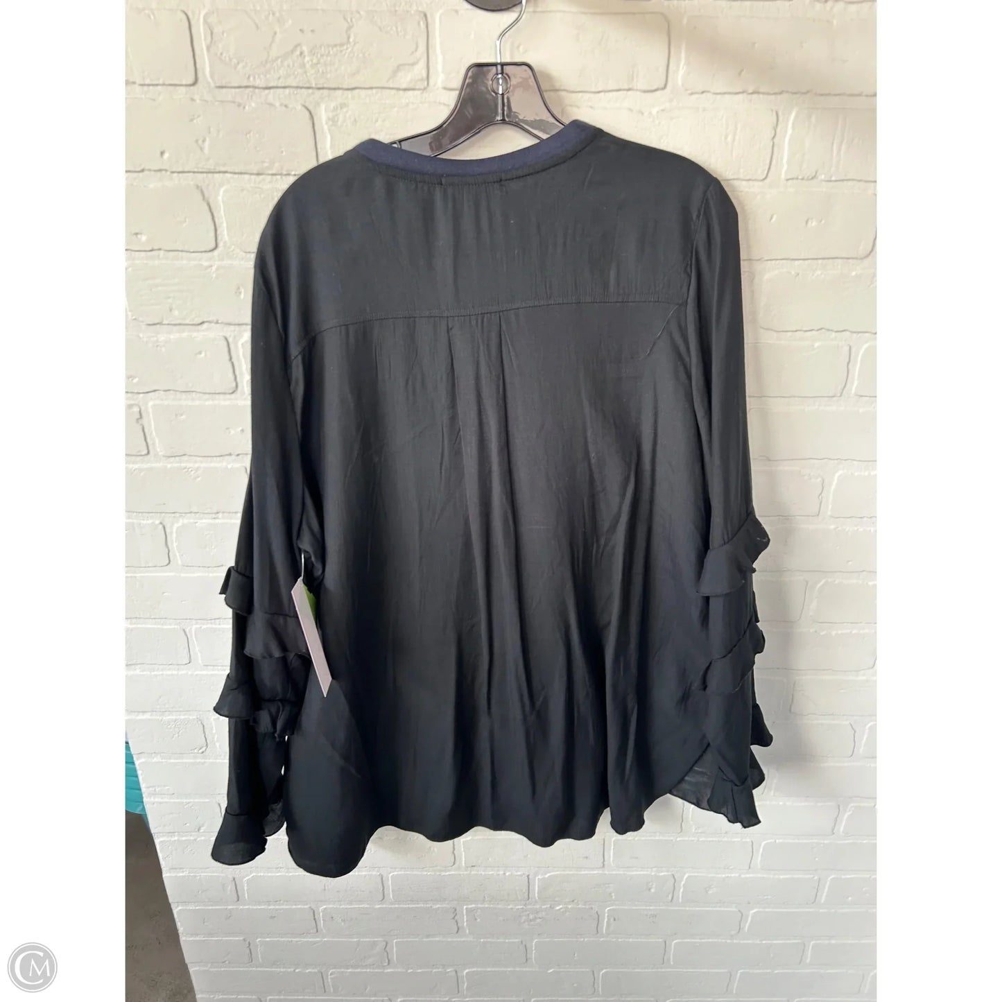 Top Long Sleeve By Lane Bryant In Black & Blue, Size: 1x