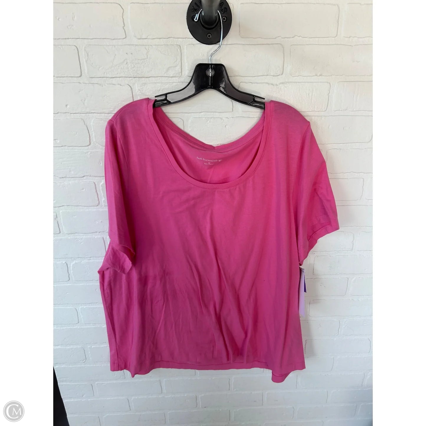 Top Short Sleeve Basic By Soft Surroundings In Pink, Size: 3x
