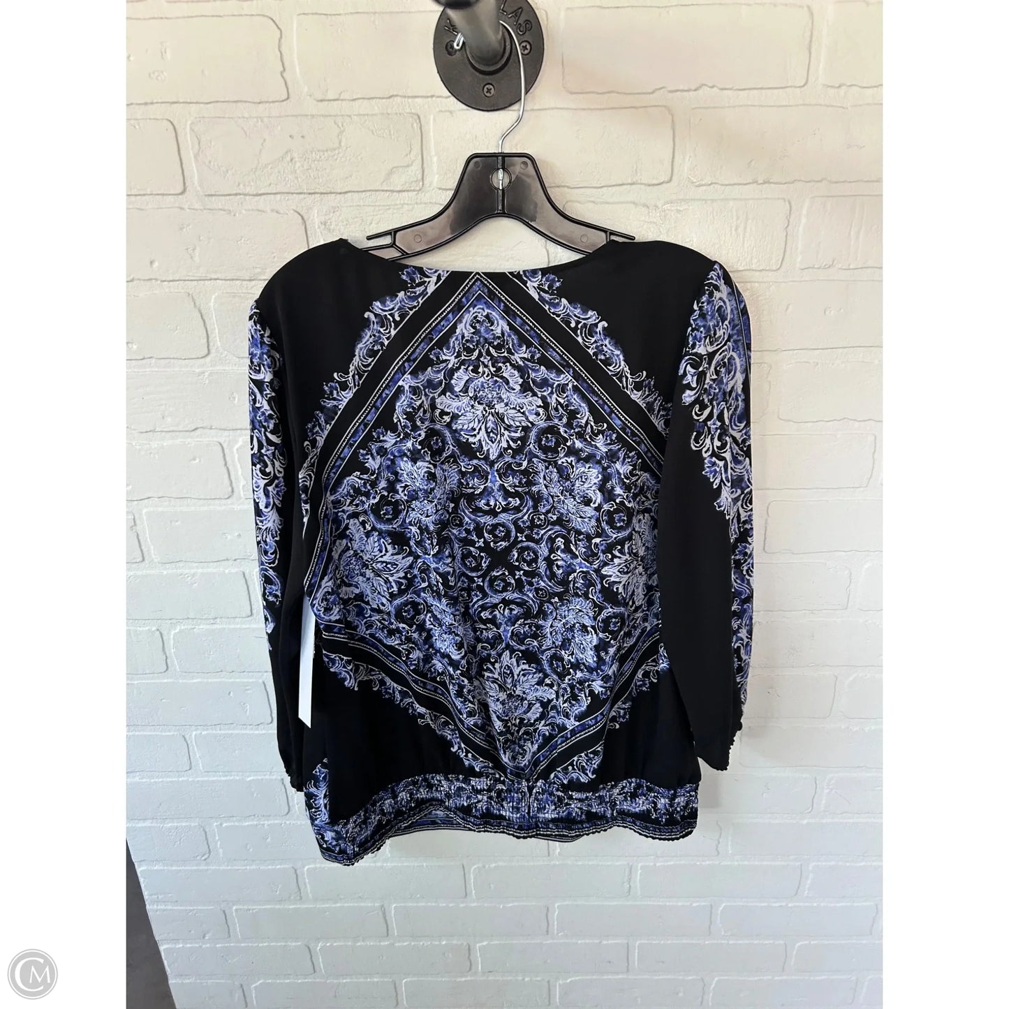 Top 3/4 Sleeve By White House Black Market In Black & Blue, Size: L