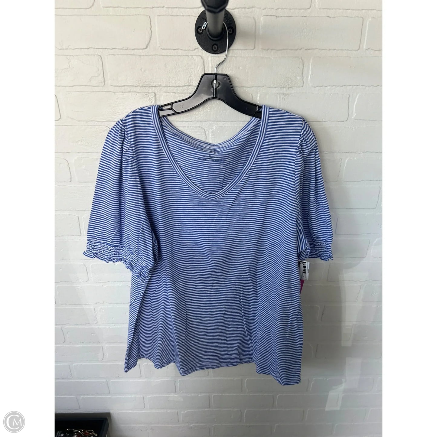 Top Short Sleeve By Talbots In Blue & White, Size: 2x