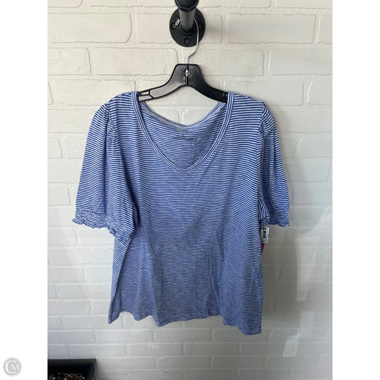 Top Short Sleeve By Talbots In Blue & White, Size: 2x