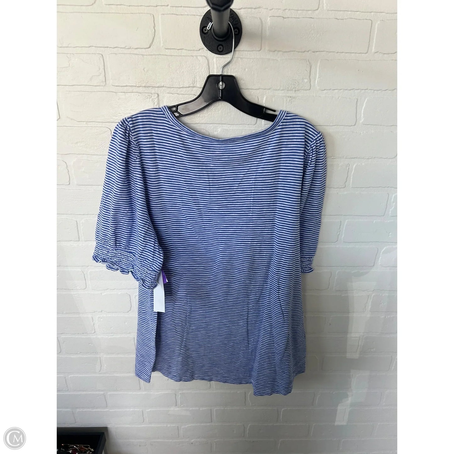 Top Short Sleeve By Talbots In Blue & White, Size: 2x