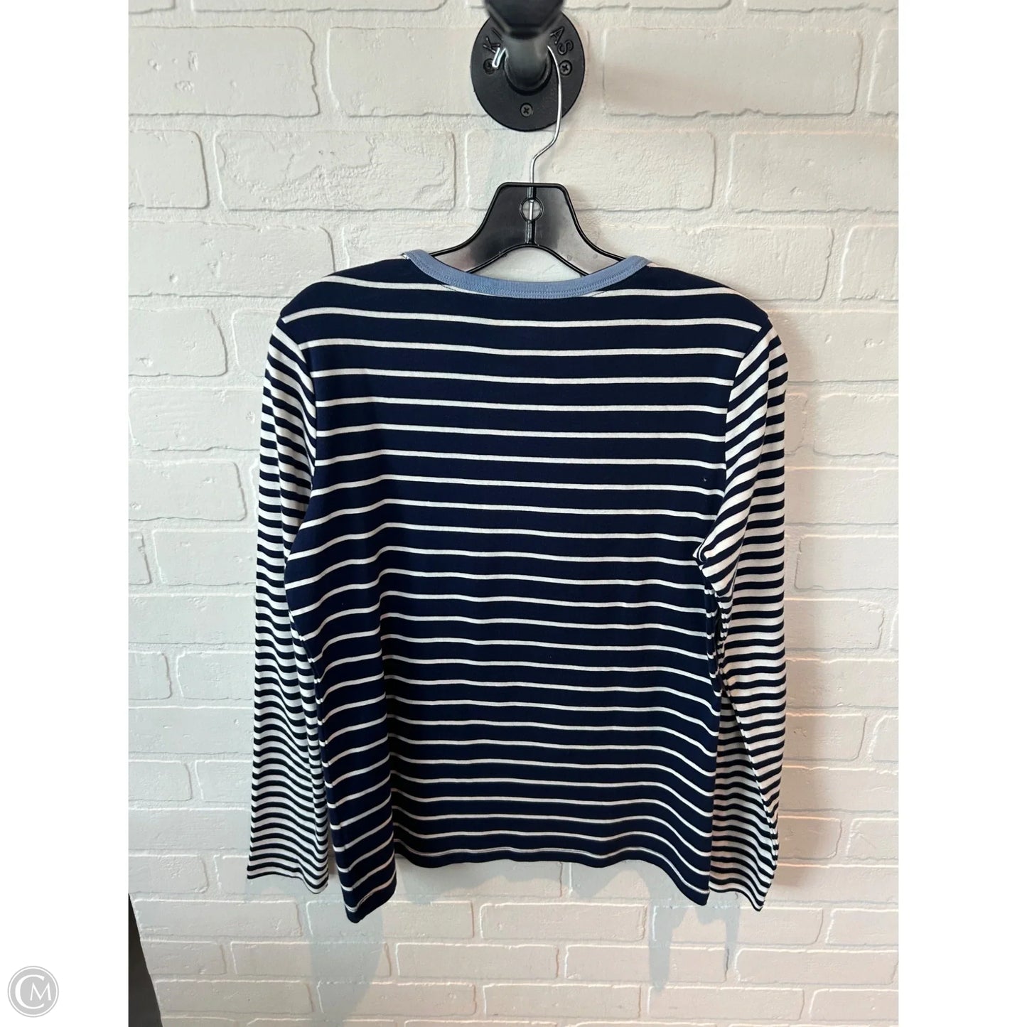 Top Long Sleeve By Lands End In Blue & Cream, Size: M