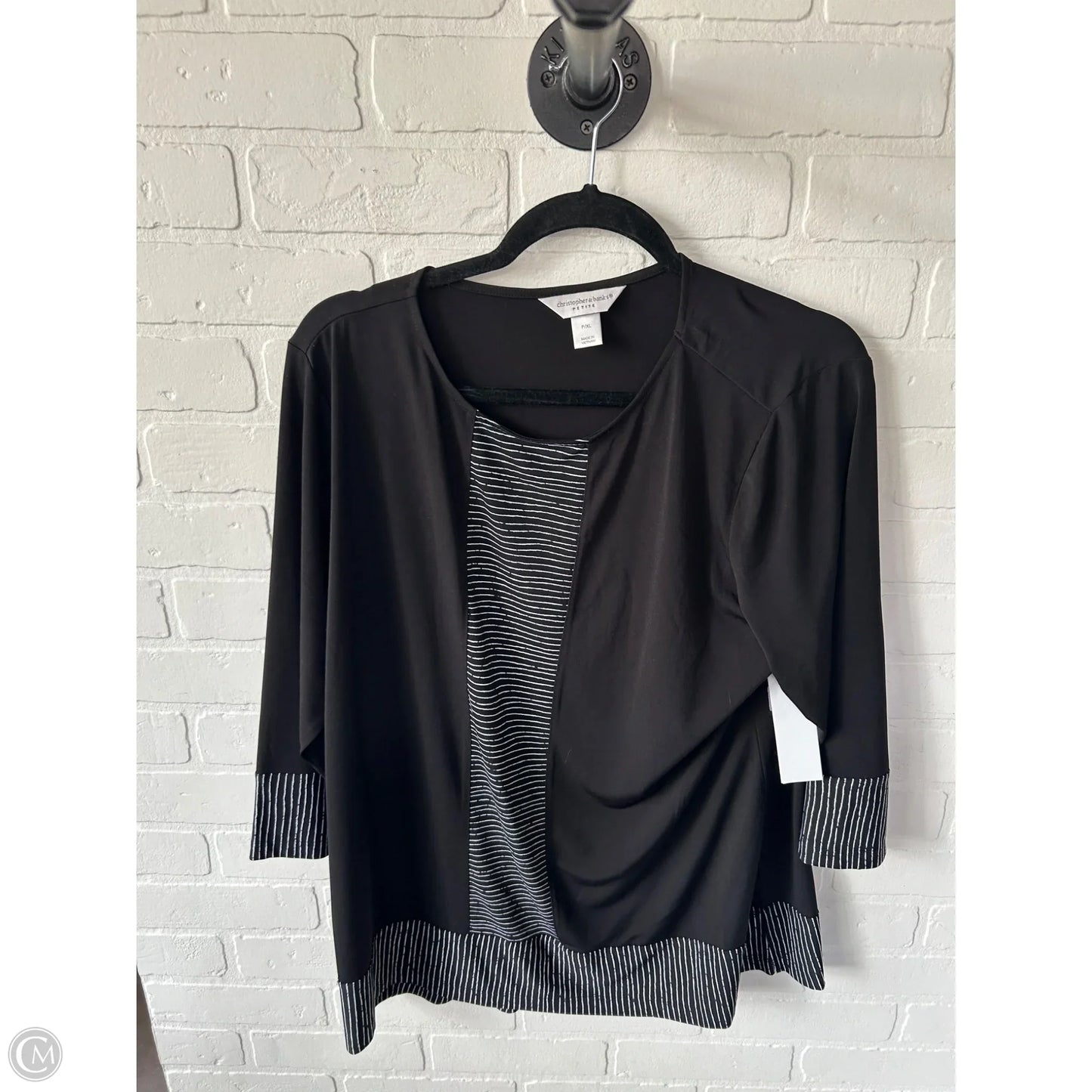 Top 3/4 Sleeve By Christopher And Banks In Black & White, Size: Xl