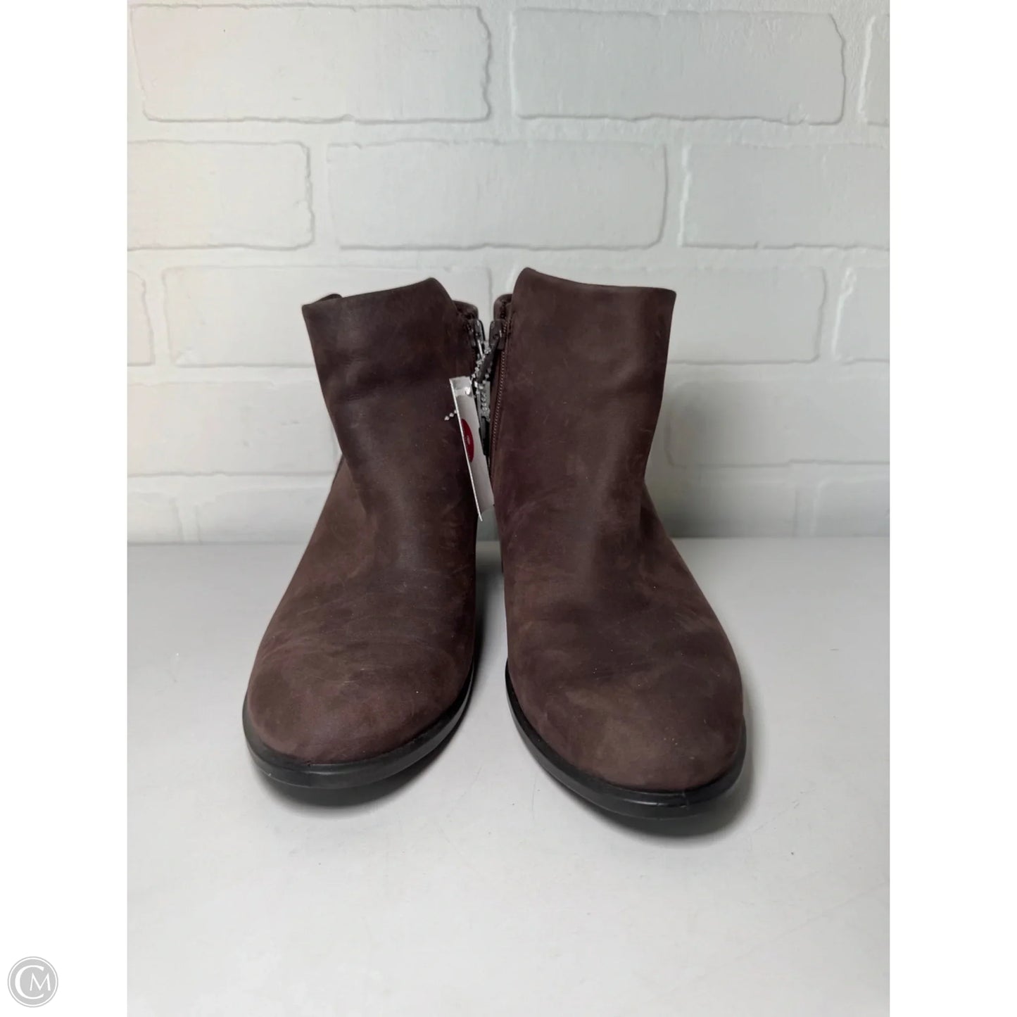 Boots Ankle Heels By Ecco In Brown, Size: 8