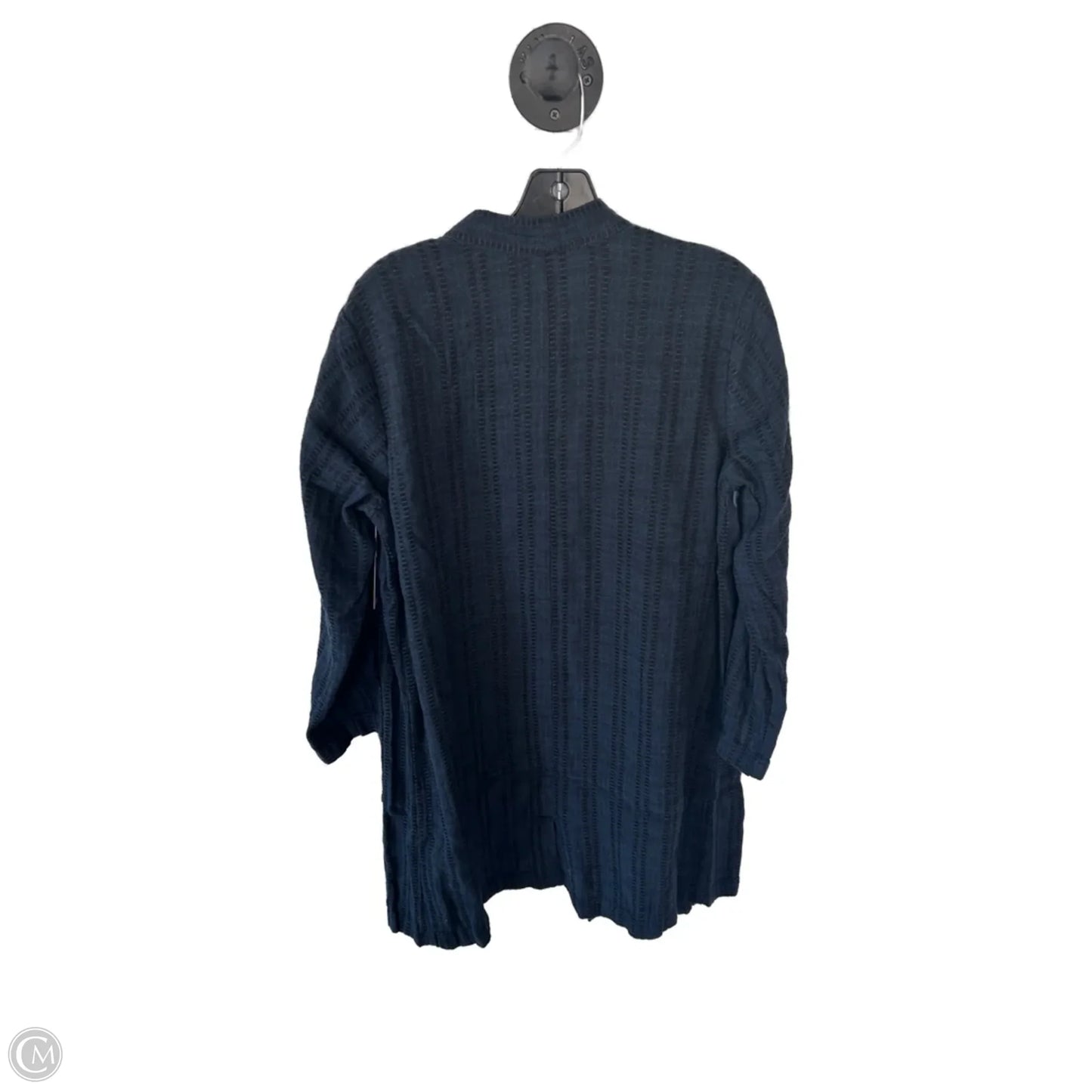 Cardigan By Eileen Fisher In Black & Blue, Size: Mp