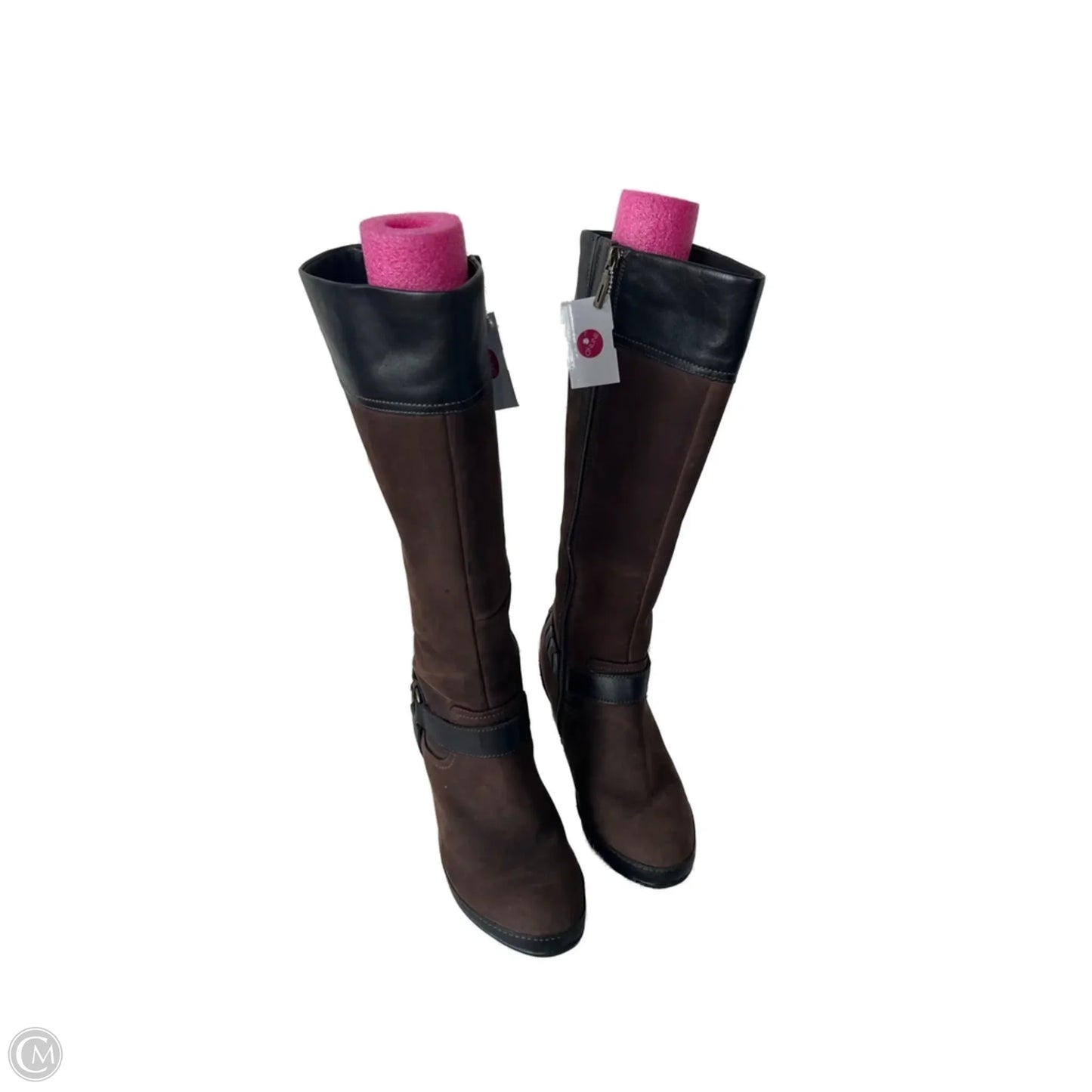 Boots Knee Heels By Clarks In Brown, Size: 6.5
