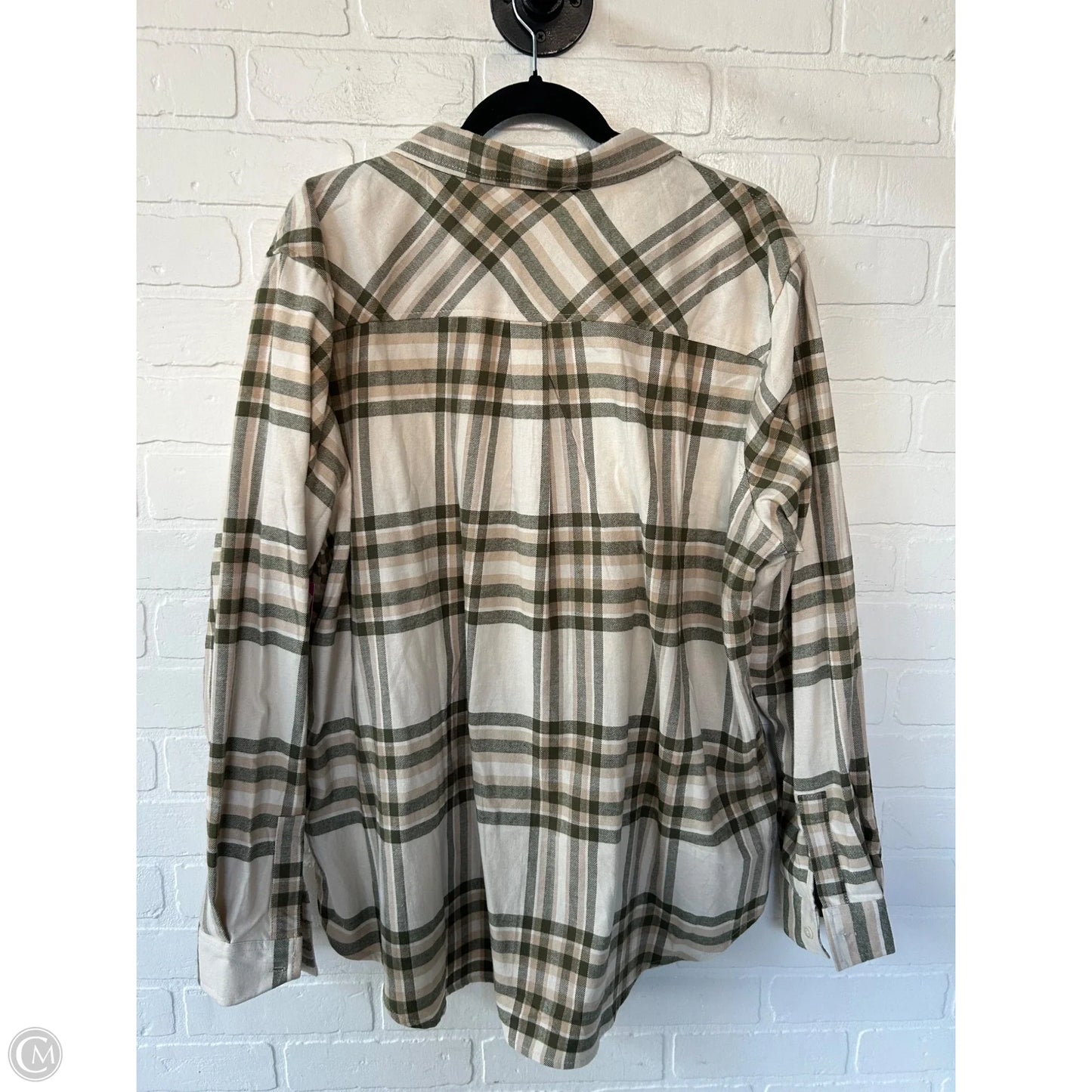 Top Long Sleeve By Weatherproof In Cream & Green, Size: Xxl