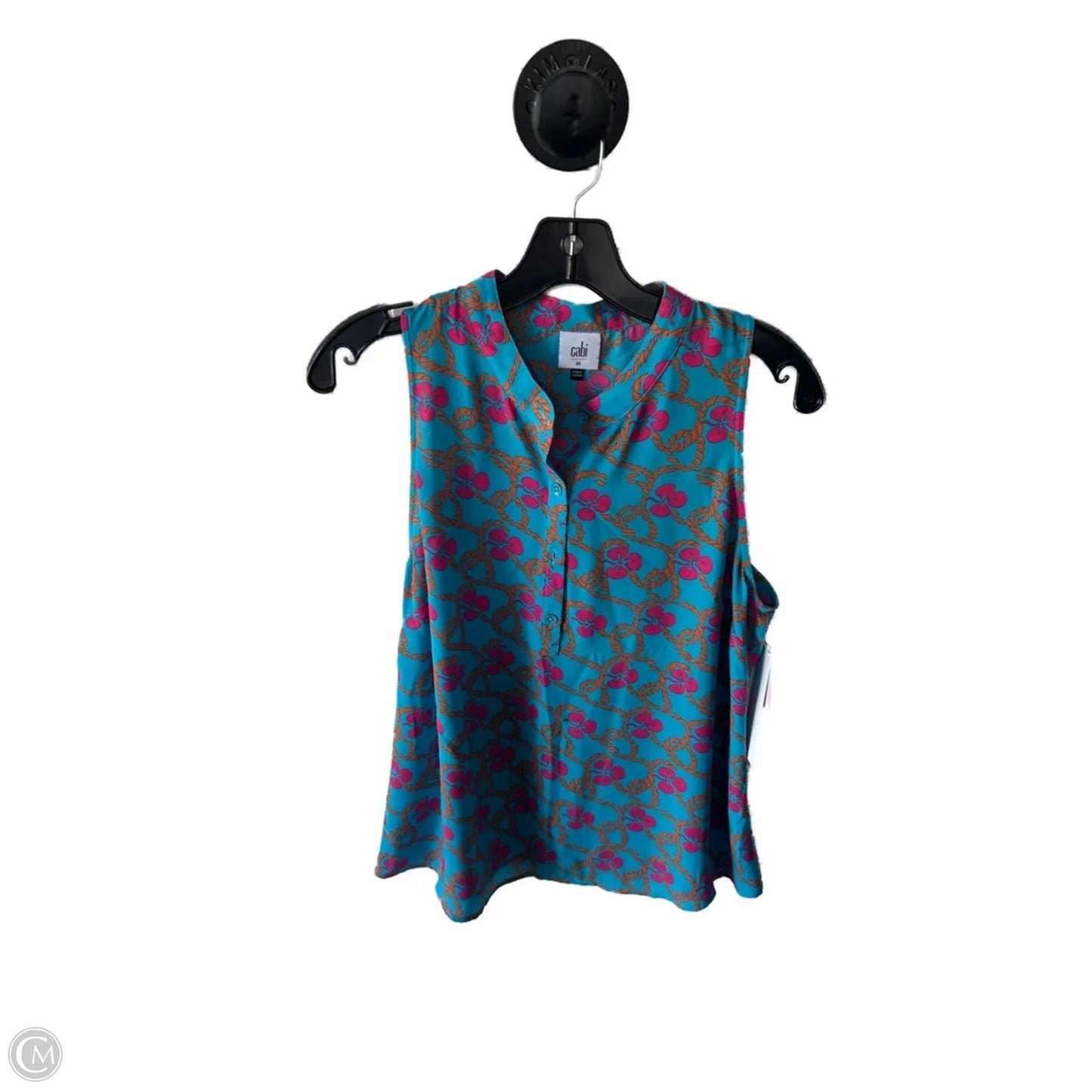 Top Sleeveless By Cabi In Blue & Pink, Size: M