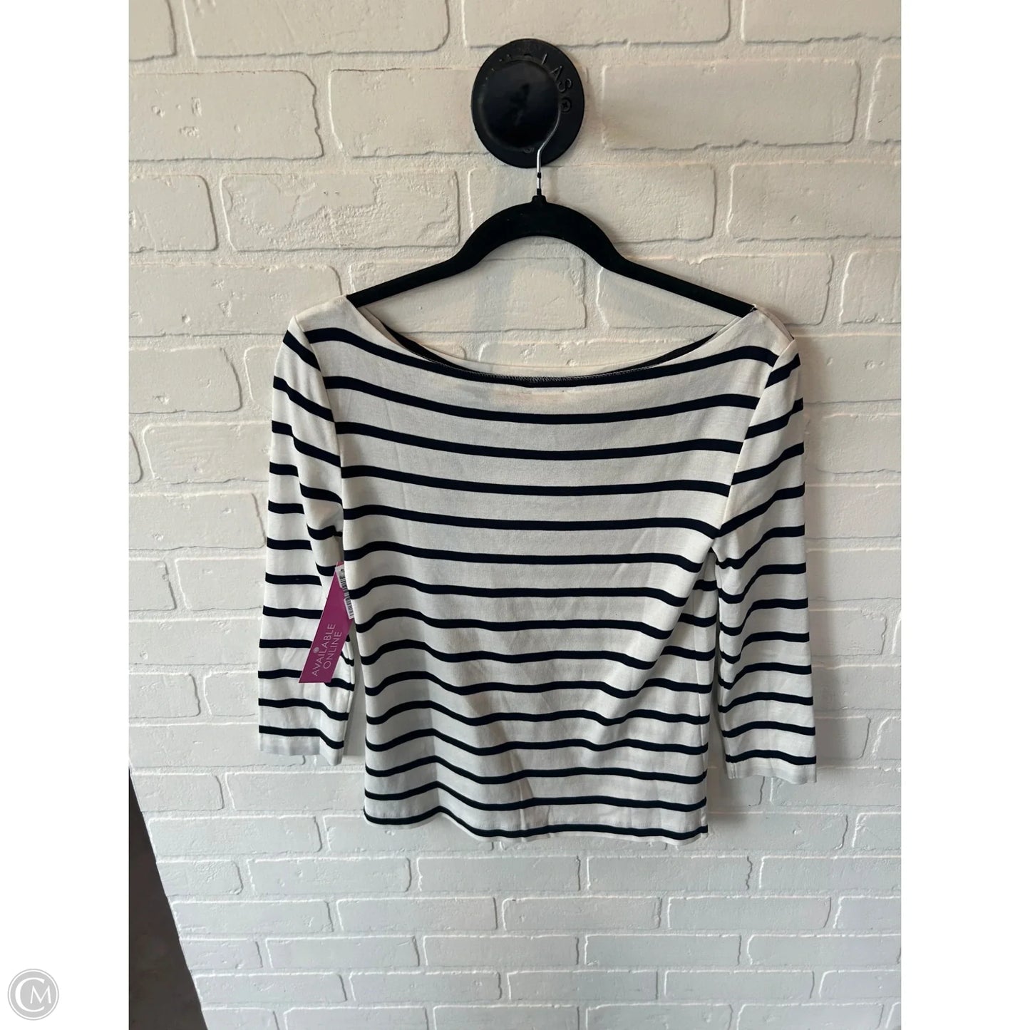 Top Long Sleeve By Polo Ralph Lauren In Black & White, Size: S