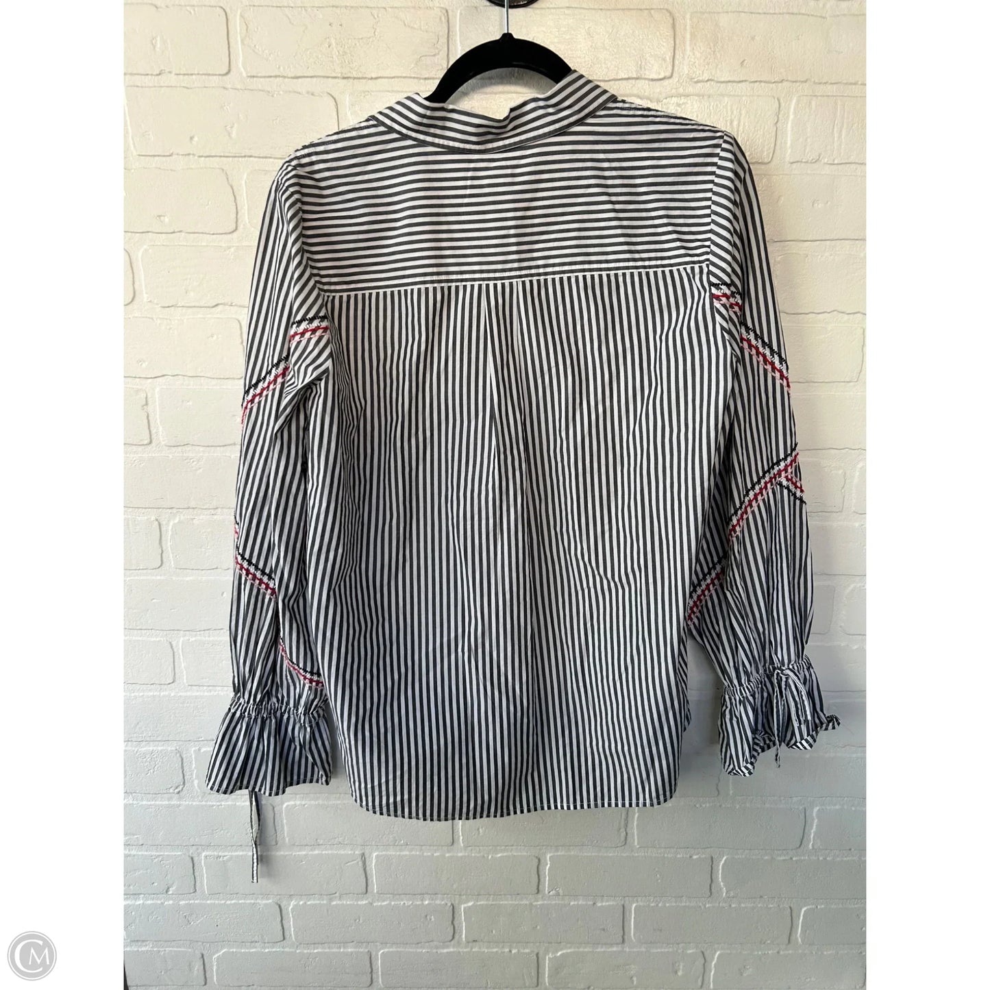 Top Long Sleeve By Gap In Grey & White, Size: M