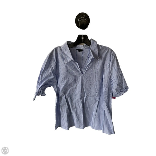 Top Short Sleeve By Talbots In Blue & White, Size: Xl