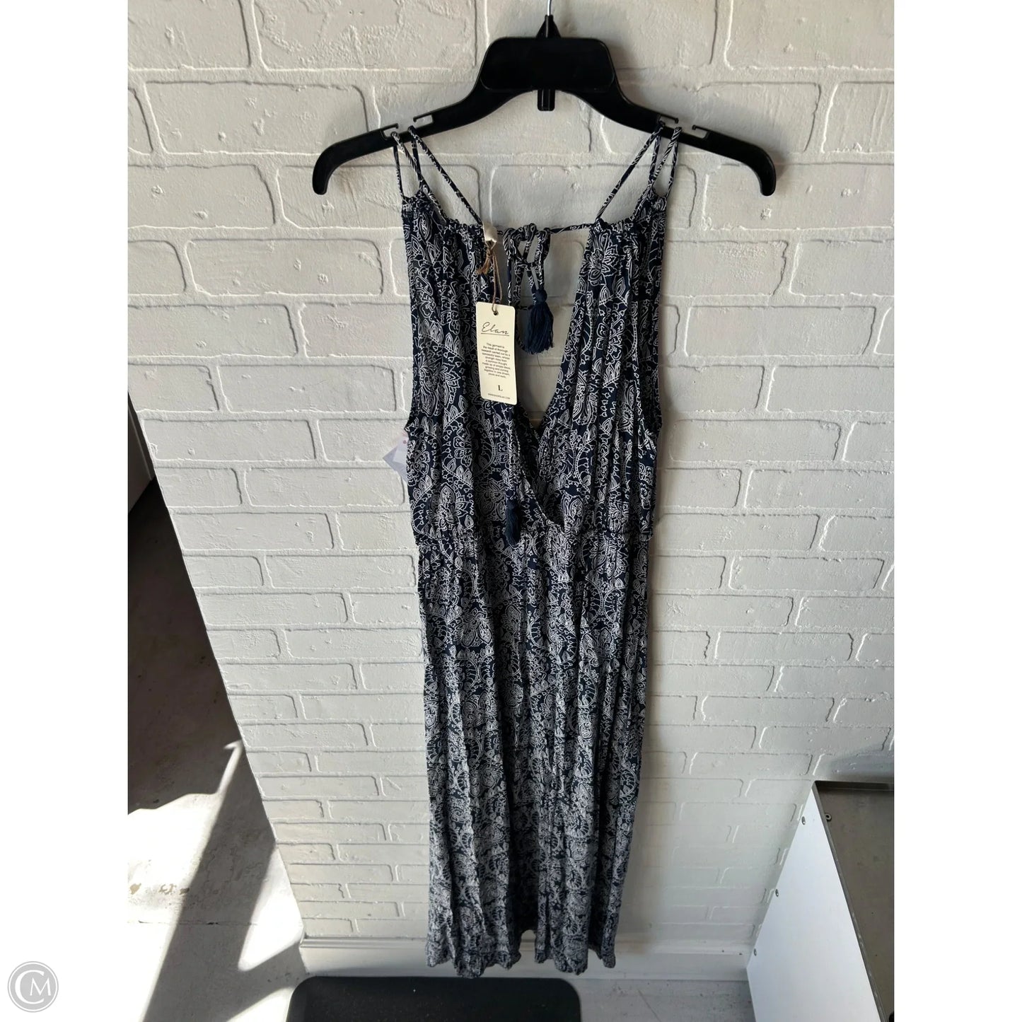 Dress Casual Maxi By Elan In Blue & White, Size: L