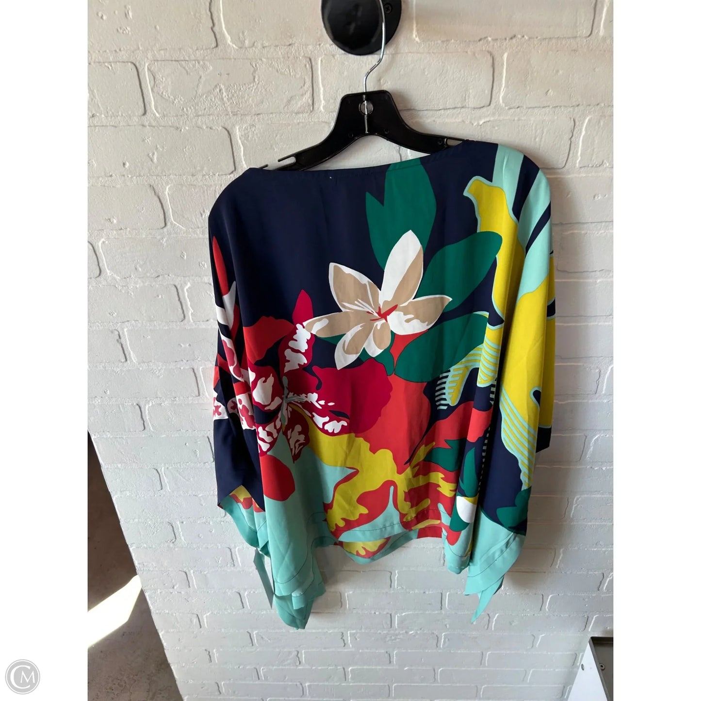 Poncho By Chicos In Blue & Green, Size: S