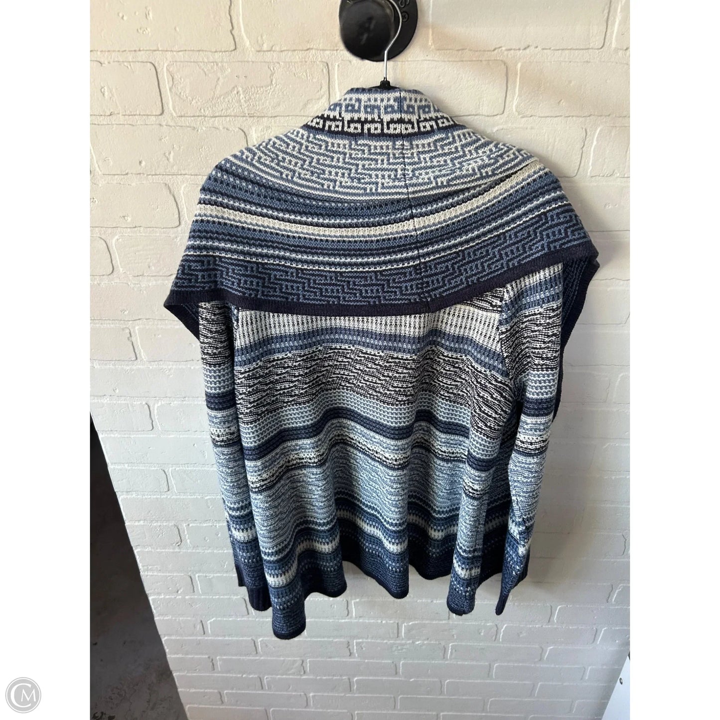 Sweater Cardigan By Charter Club In Blue & White, Size: Xl