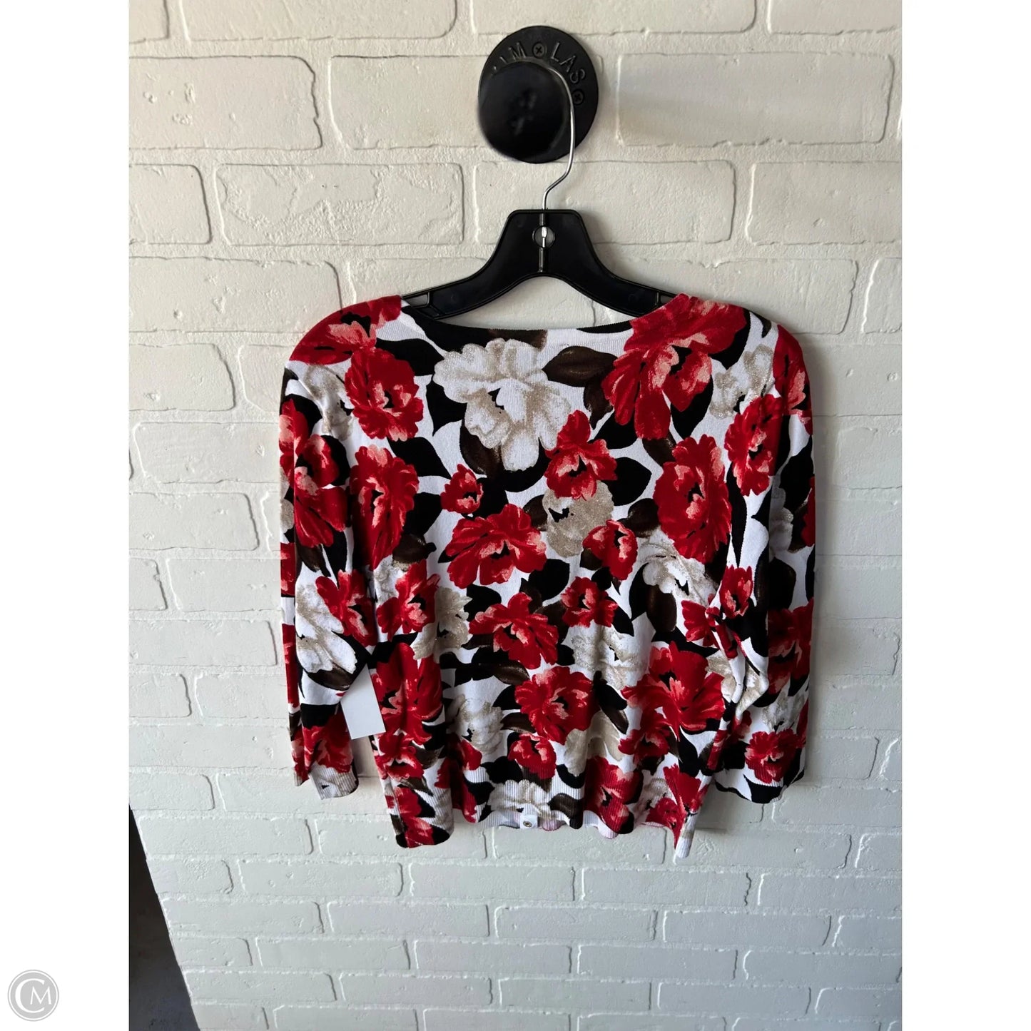 Sweater Cardigan By White House Black Market In Black & Red, Size: L