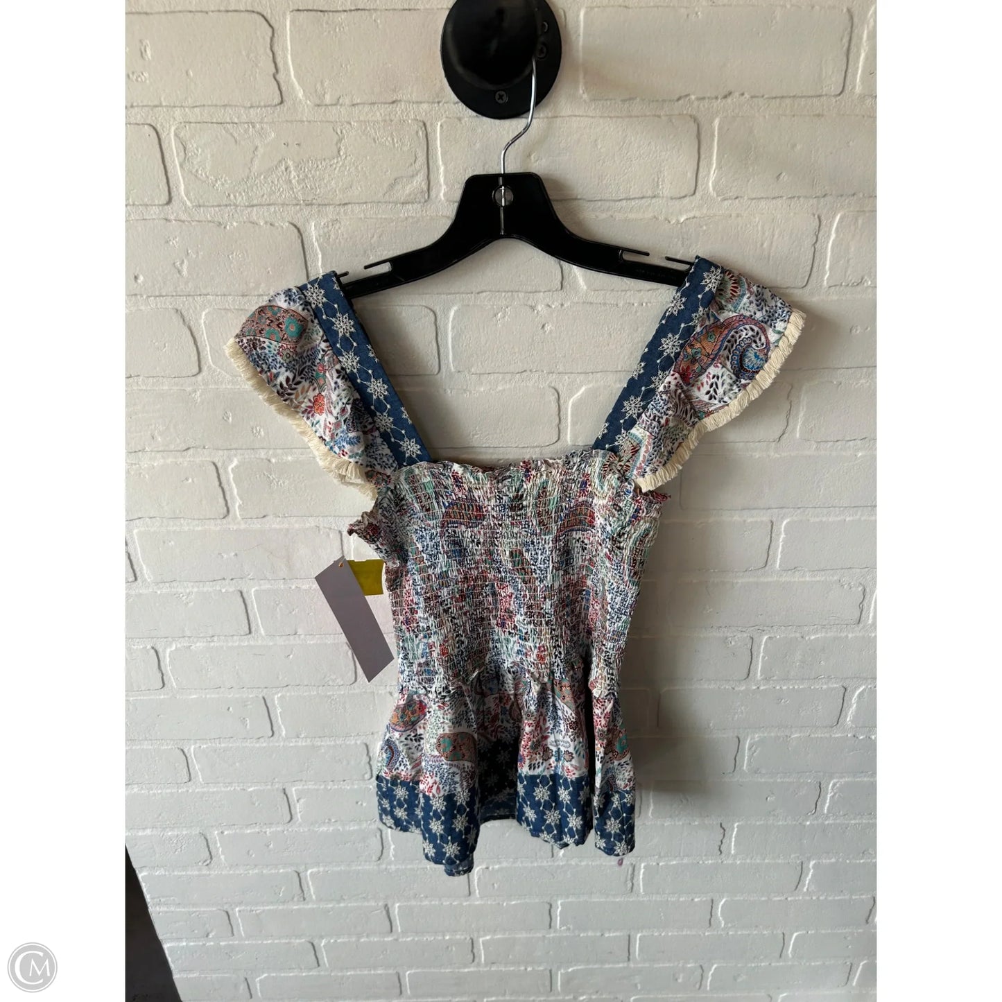 Top Sleeveless By Thml In Blue & Cream, Size: Xs