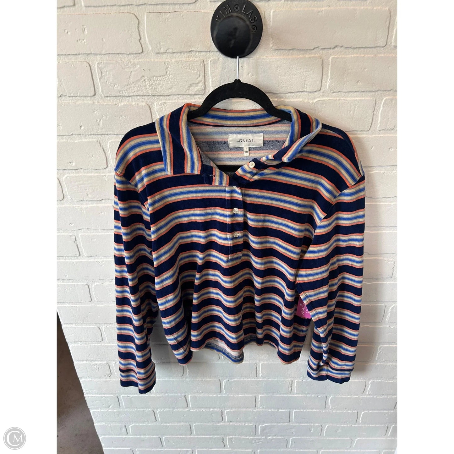 Top Long Sleeve By The Great. In Blue & Orange, Size: M