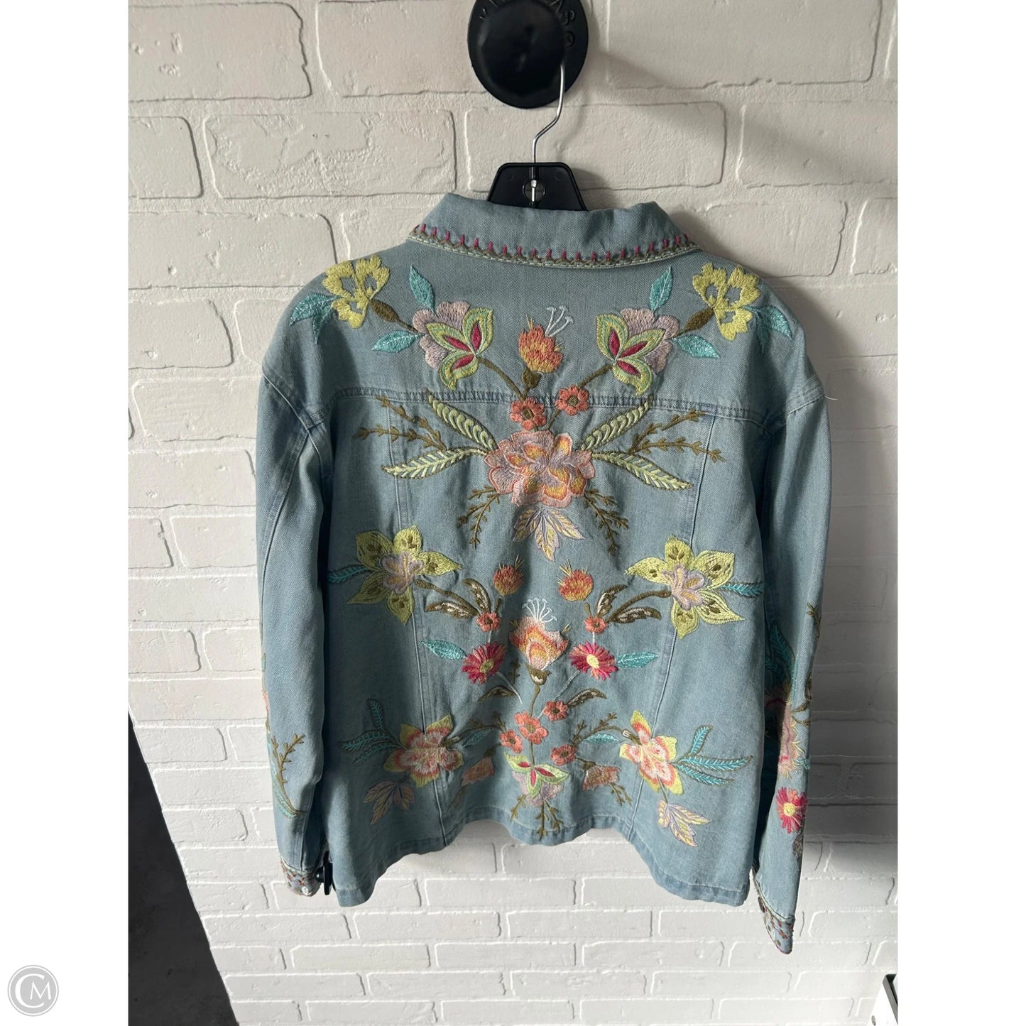 Jacket Denim By Johnny Was In Blue Denim, Size: L