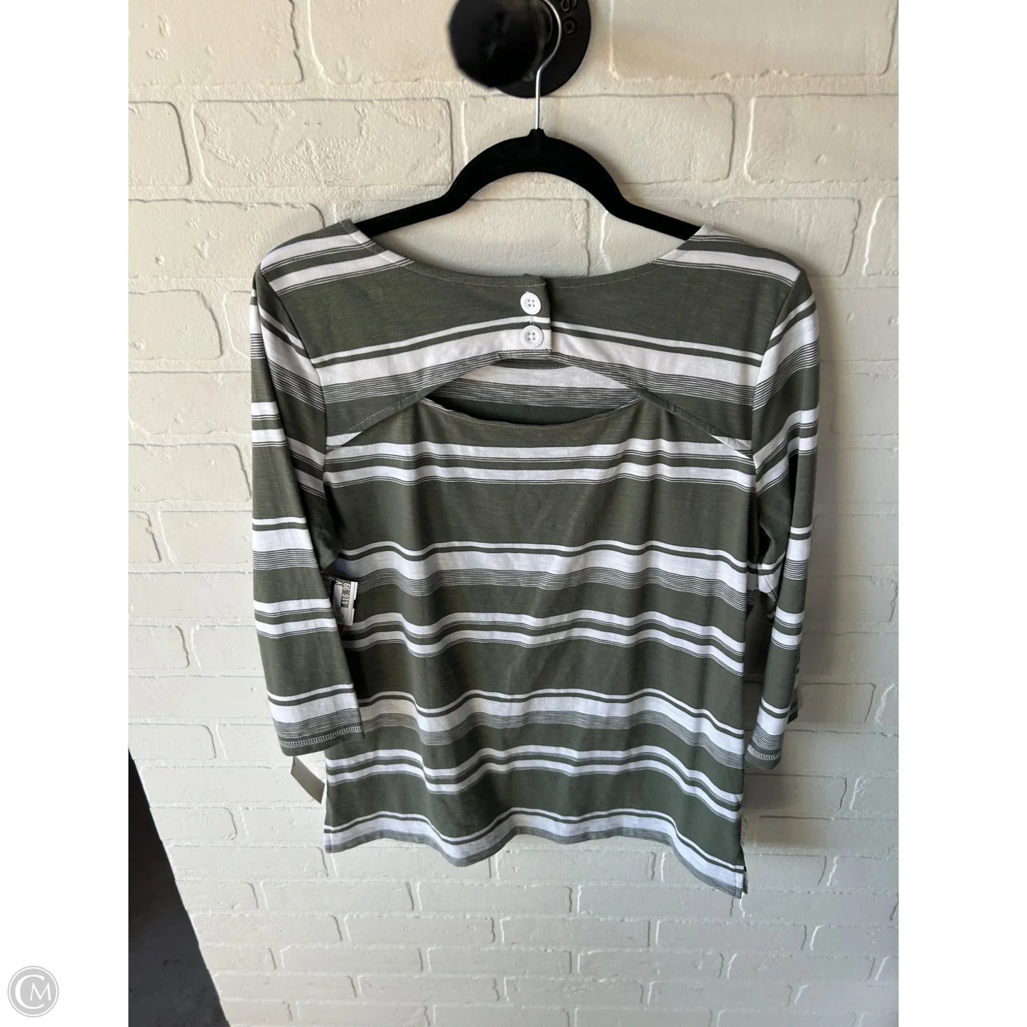 Top Long Sleeve By Talbots In Green & White, Size: Lp