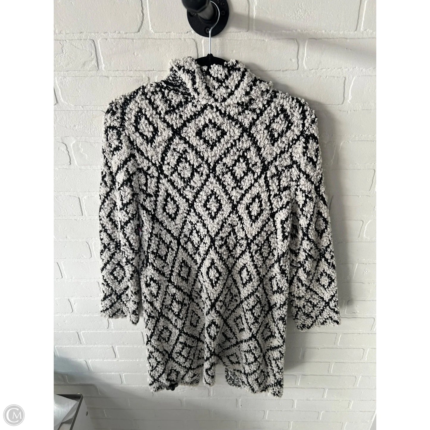 Sweater Cardigan By Solitaire In Black & Cream, Size: S