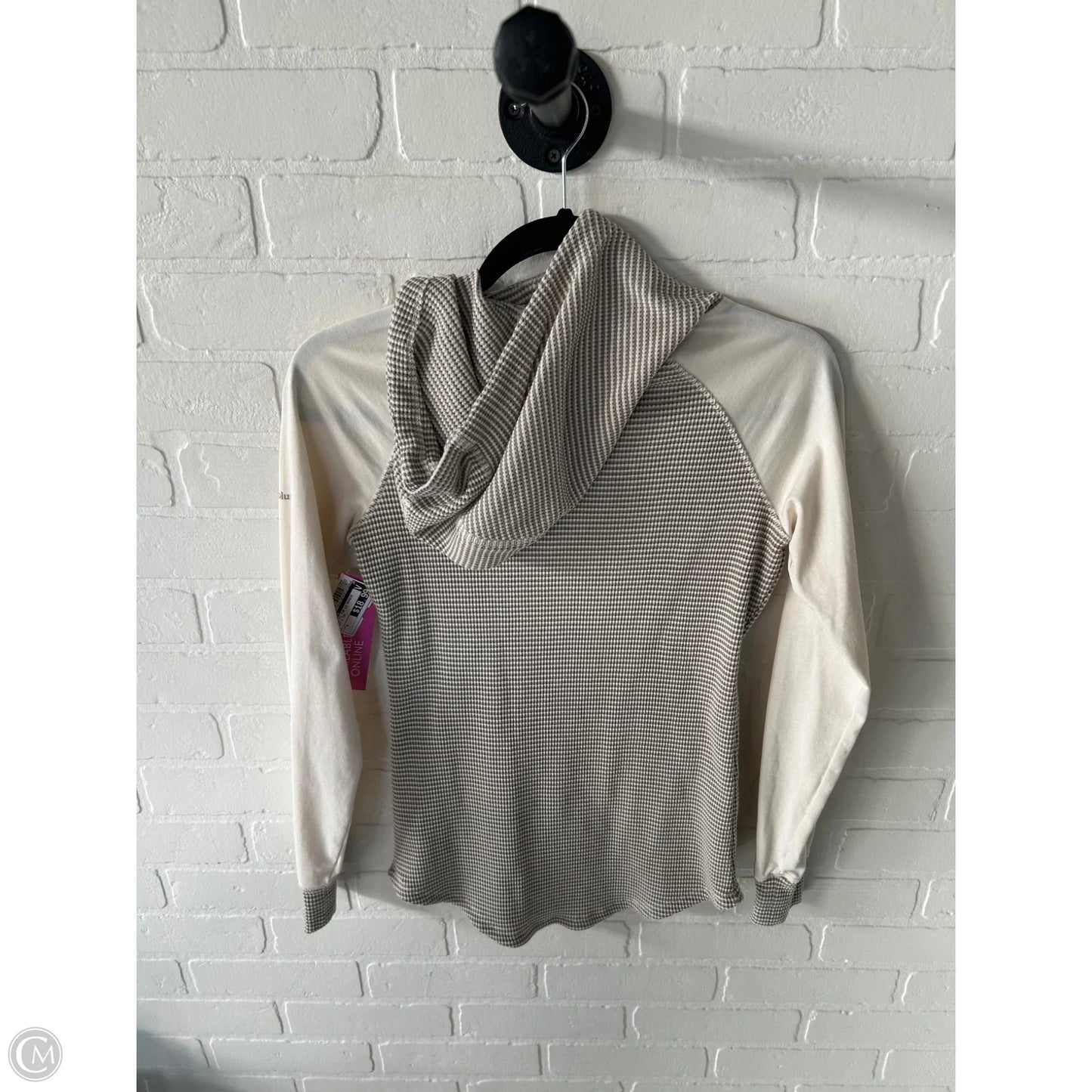 Athletic Top Long Sleeve Hoodie By Columbia In Cream & Tan, Size: S