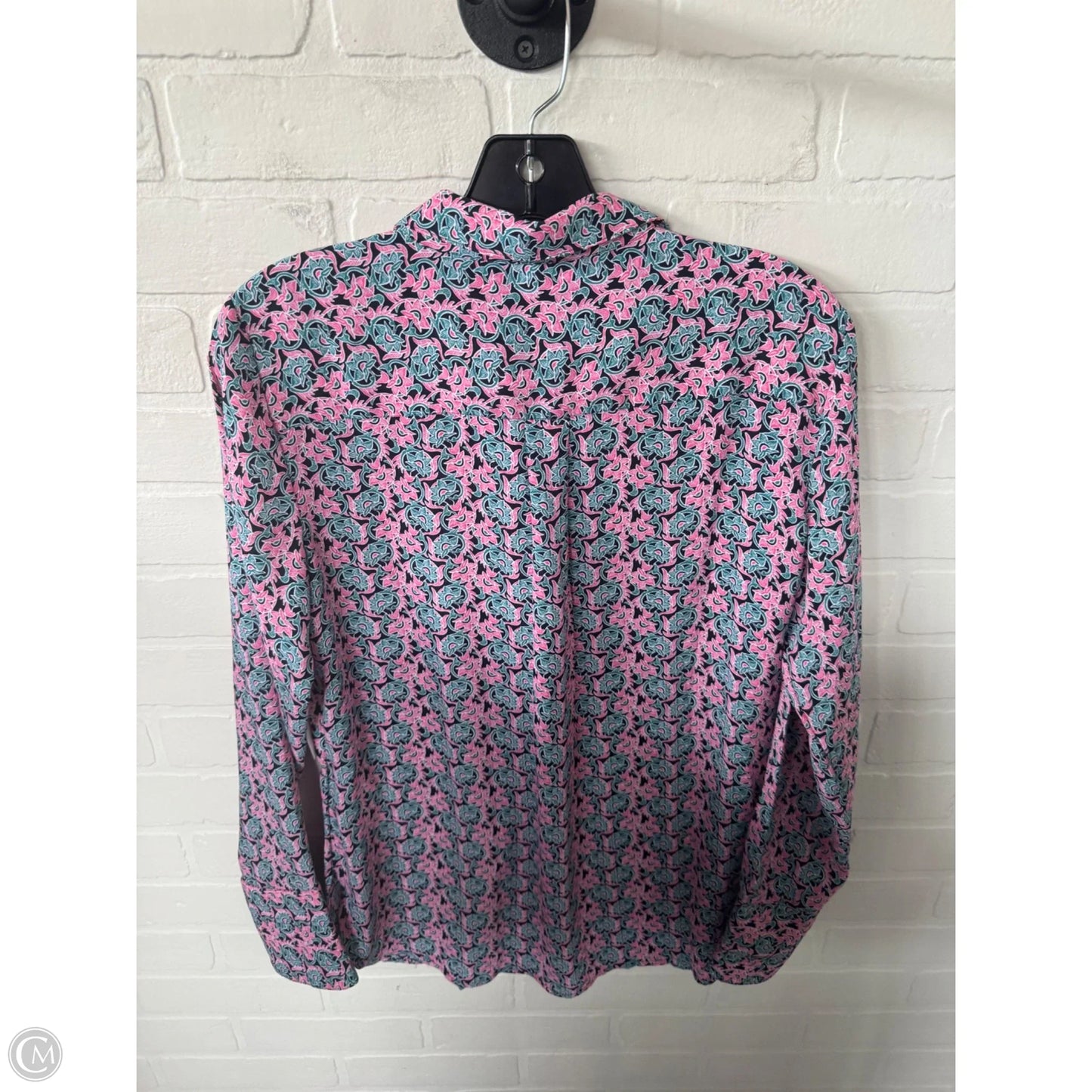 Top Long Sleeve By Banana Republic In Blue & Pink, Size: S