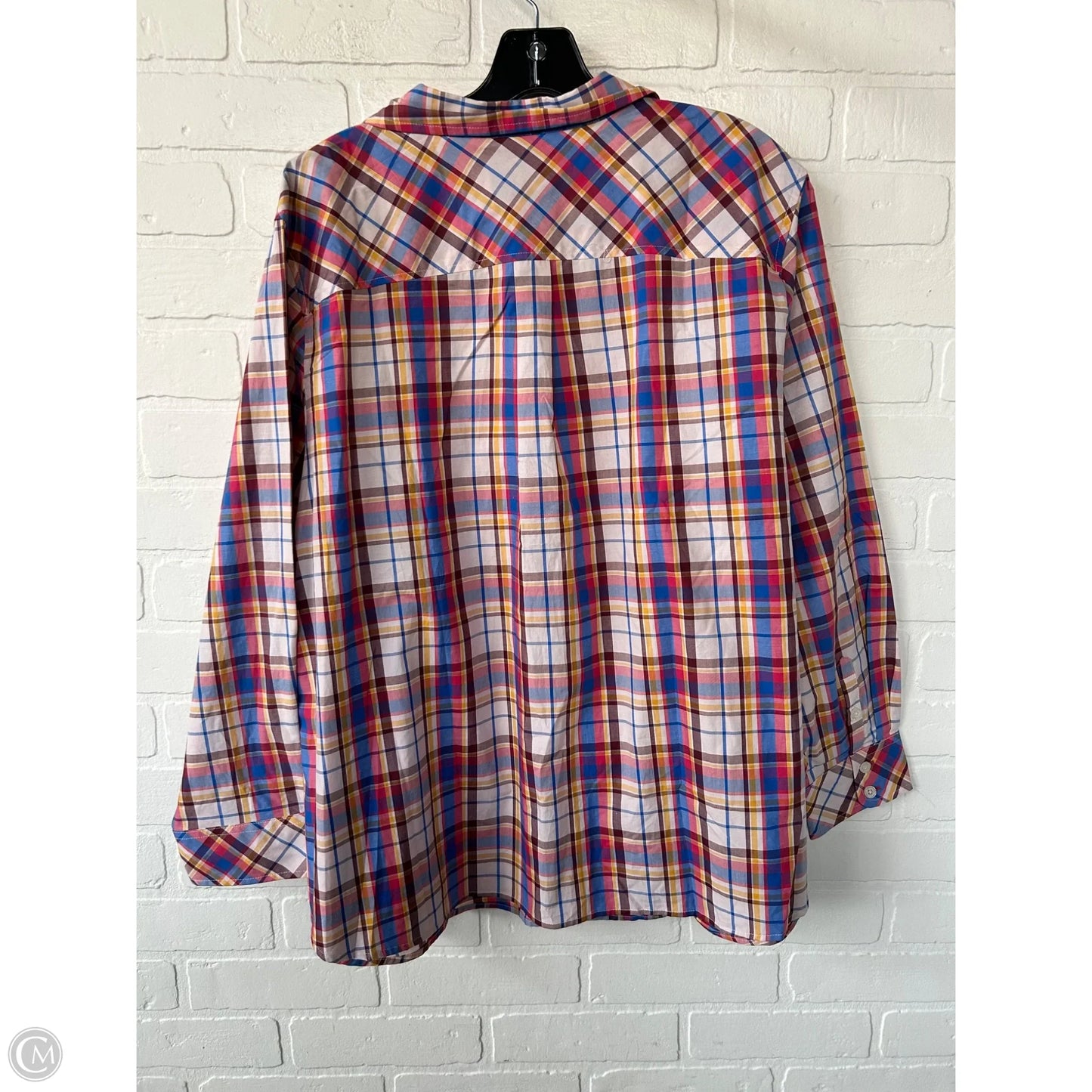 Top Long Sleeve By Talbots In Blue & Red, Size: 3x