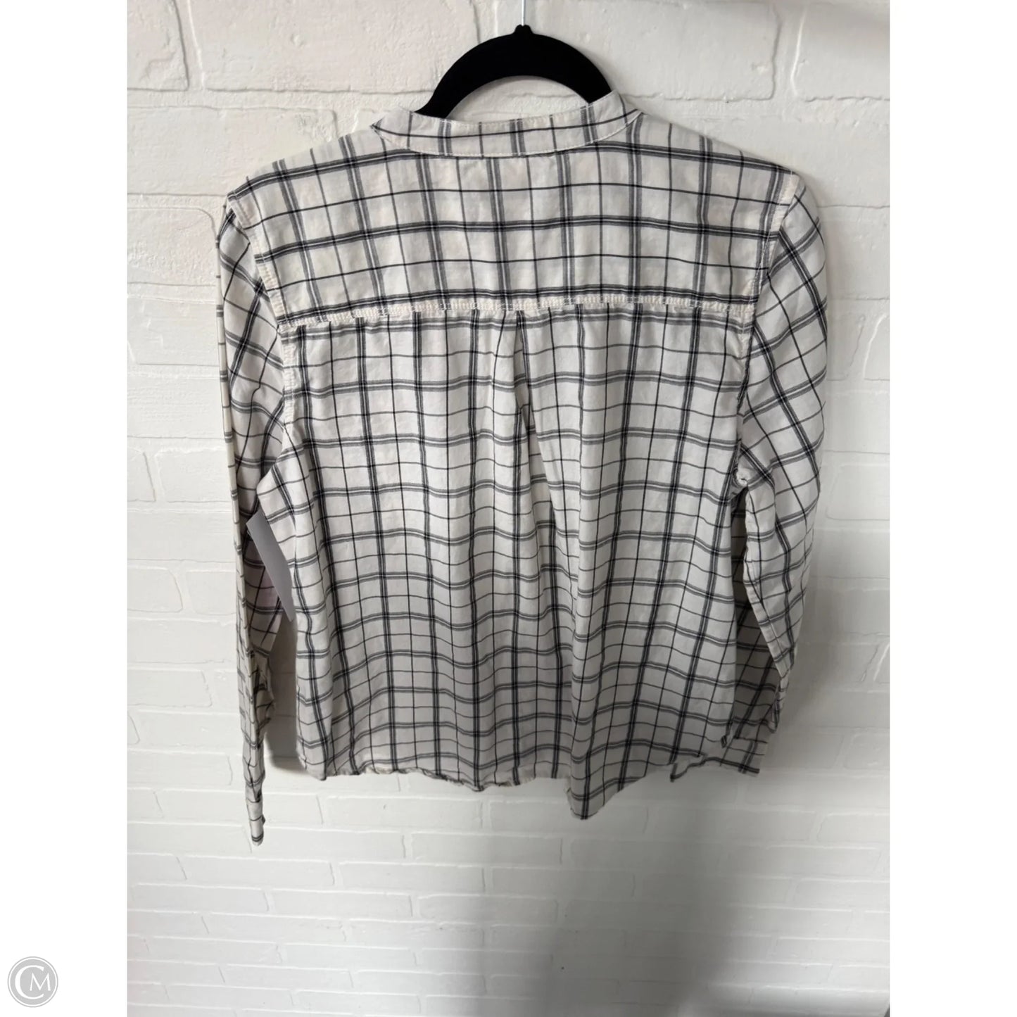 Top Long Sleeve By Calvin Klein In Black & Cream, Size: L