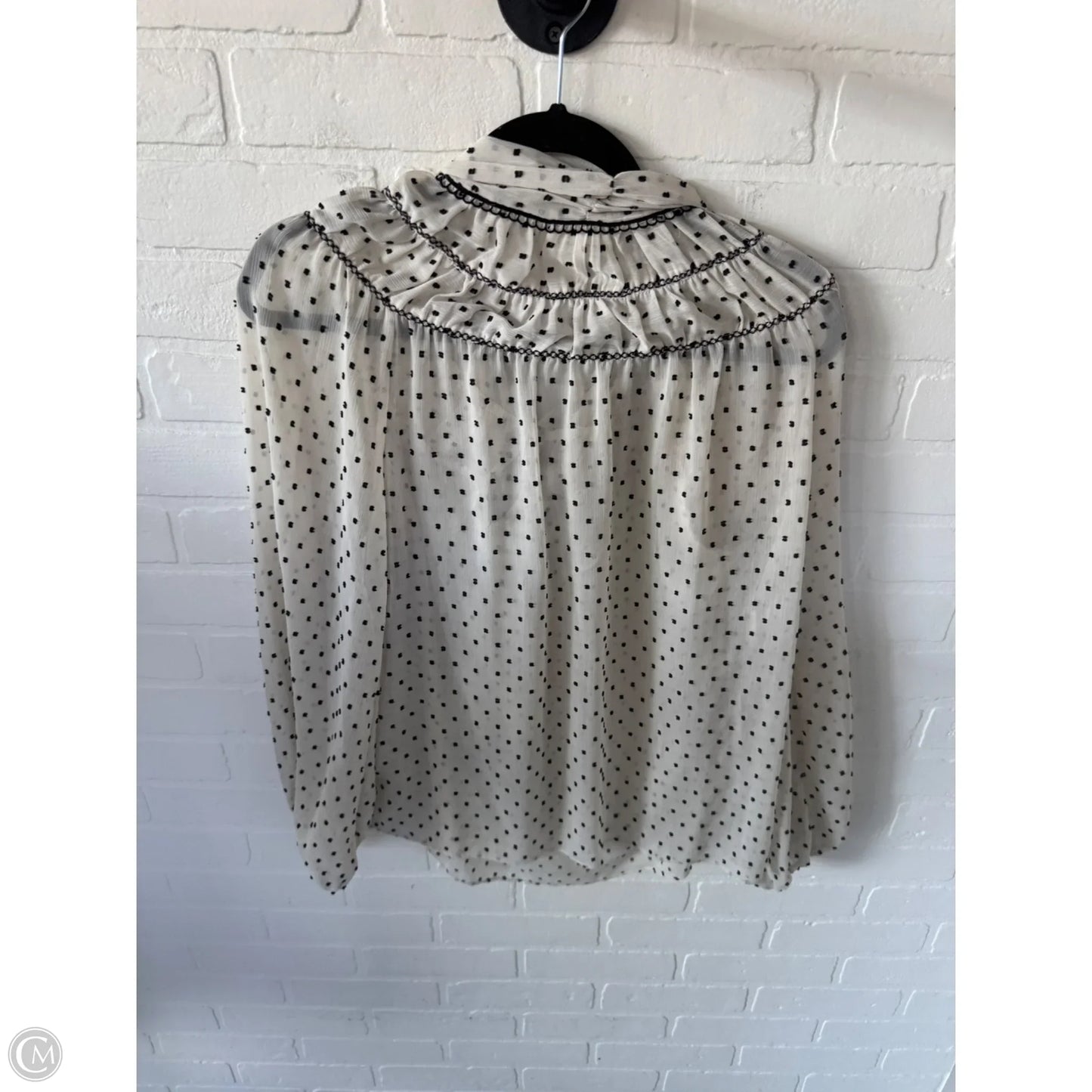 Top Long Sleeve By Max Studio In Black & Cream, Size: M