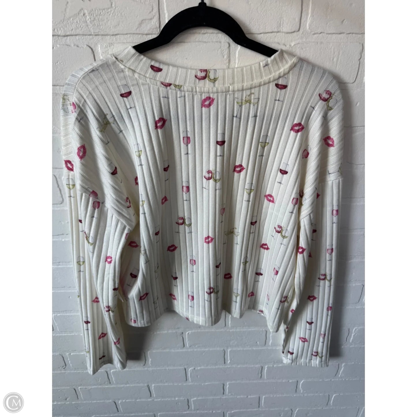 Top Long Sleeve By Z Supply In Cream & Pink, Size: M