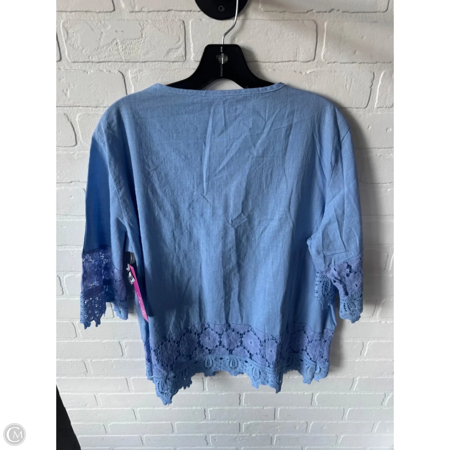 Top 3/4 Sleeve By Cme In Blue, Size: Xxl