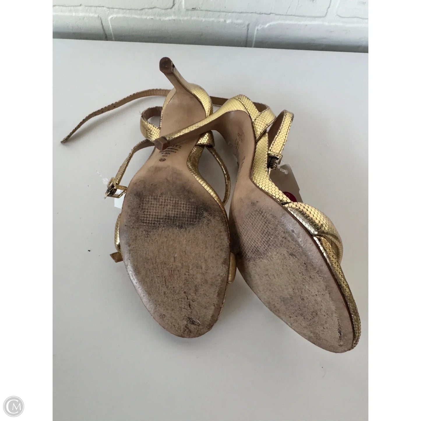 Sandals Heels Stiletto By Schutz In Gold, Size: 7.5