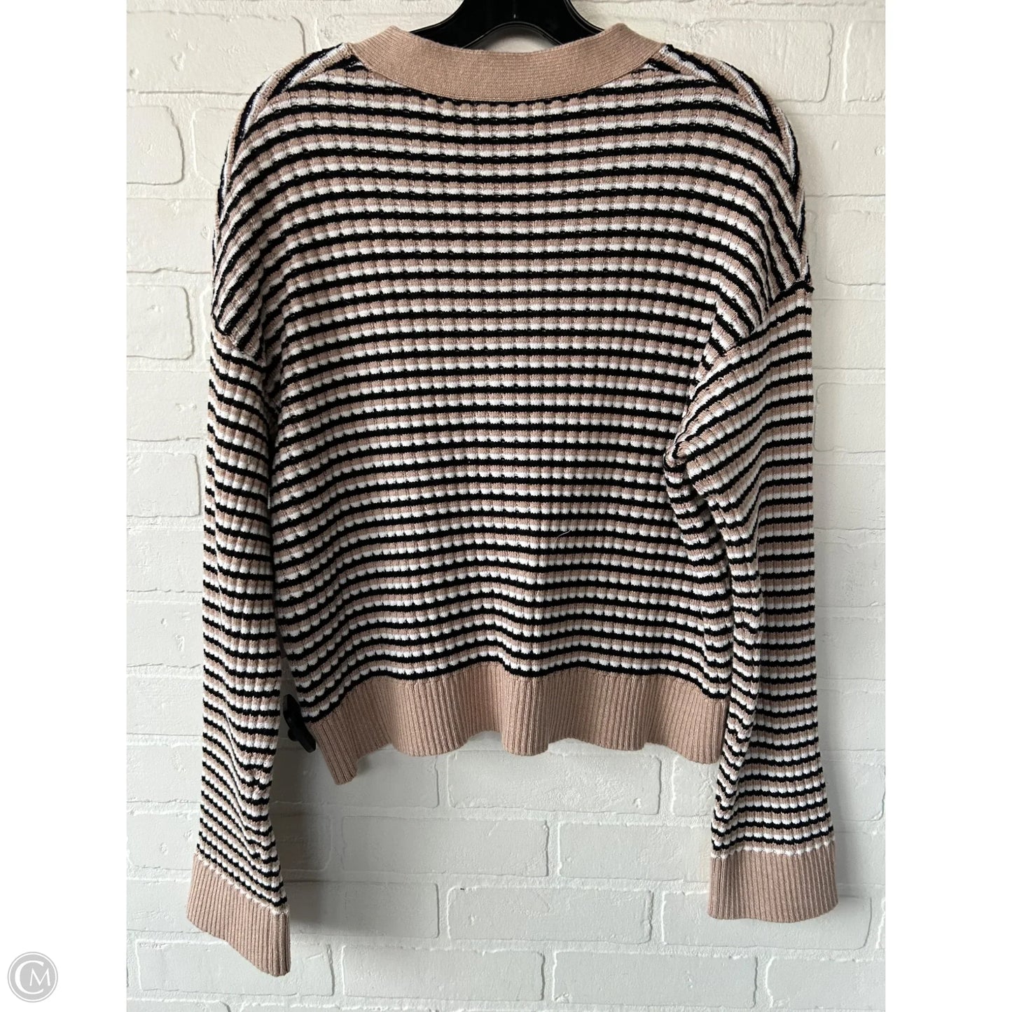Sweater Cardigan By Monrow In Black & Tan, Size: Xs