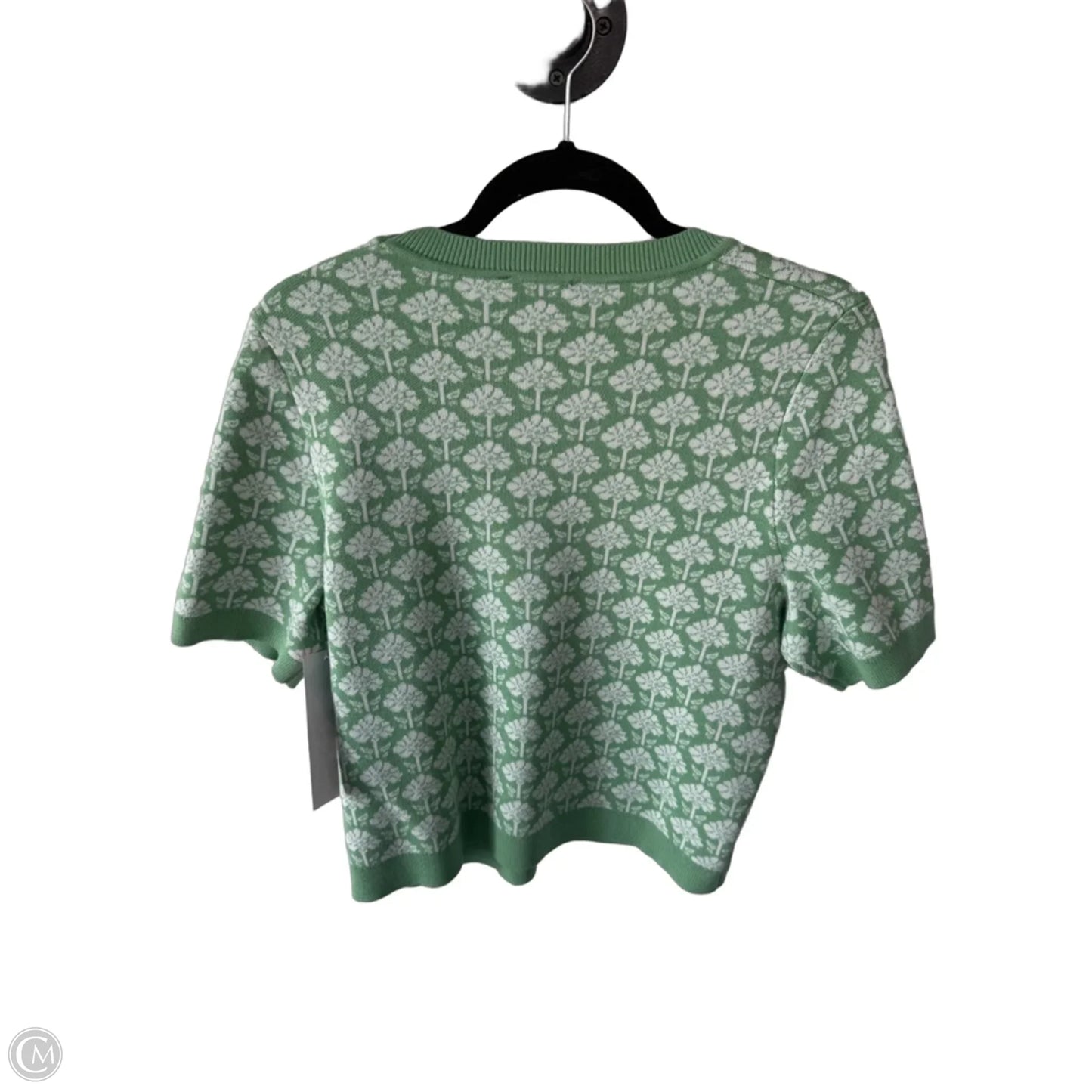 Sweater Short Sleeve By Adrianna Papell In Green & White, Size: S
