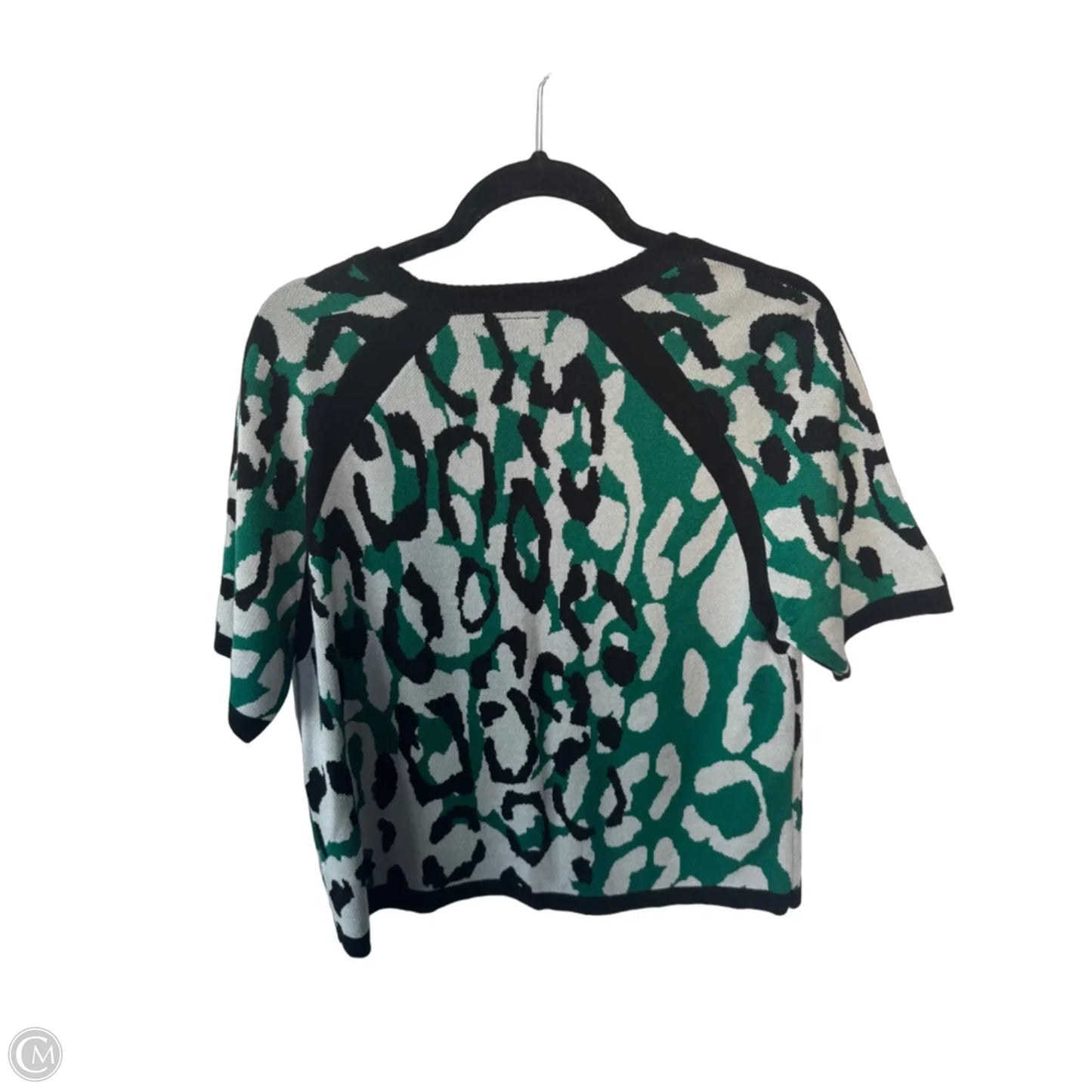 Sweater Short Sleeve By Anne Klein In Black & Green, Size: Xl