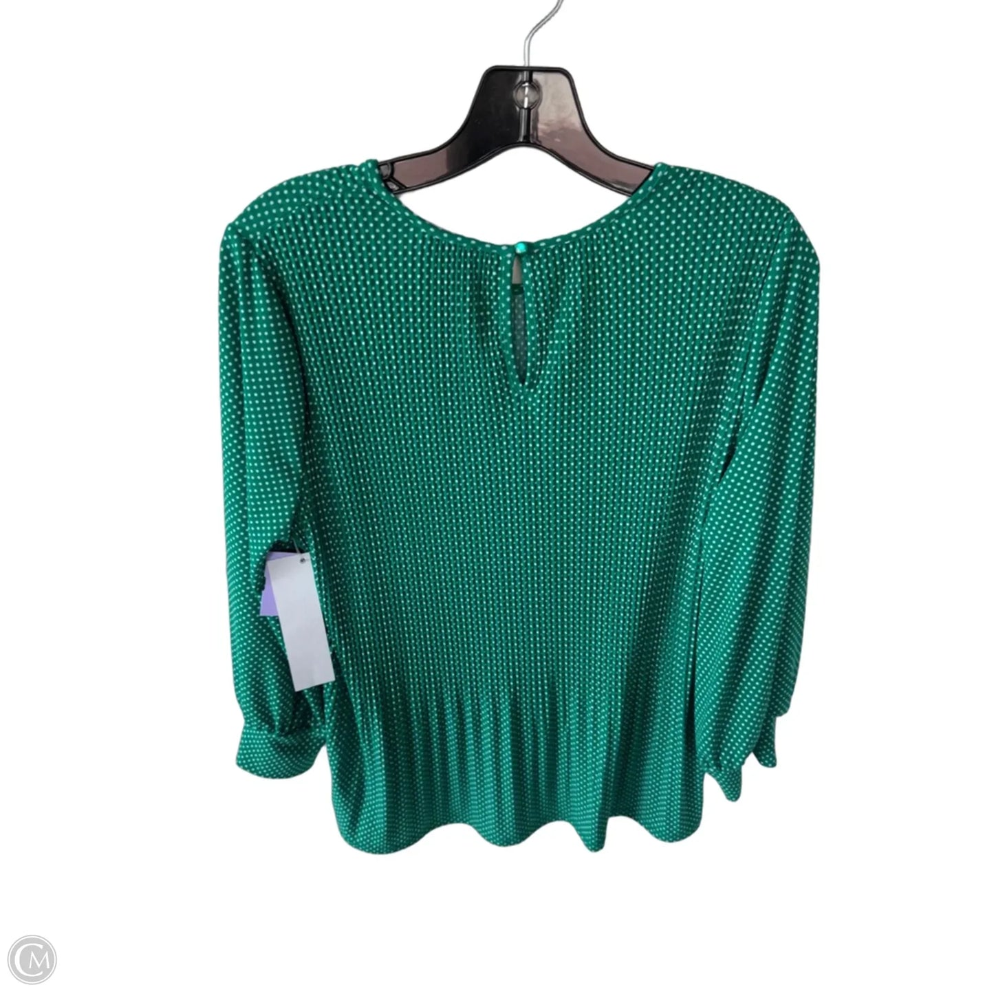 Top Long Sleeve By Adrianna Papell In Green & White, Size: M