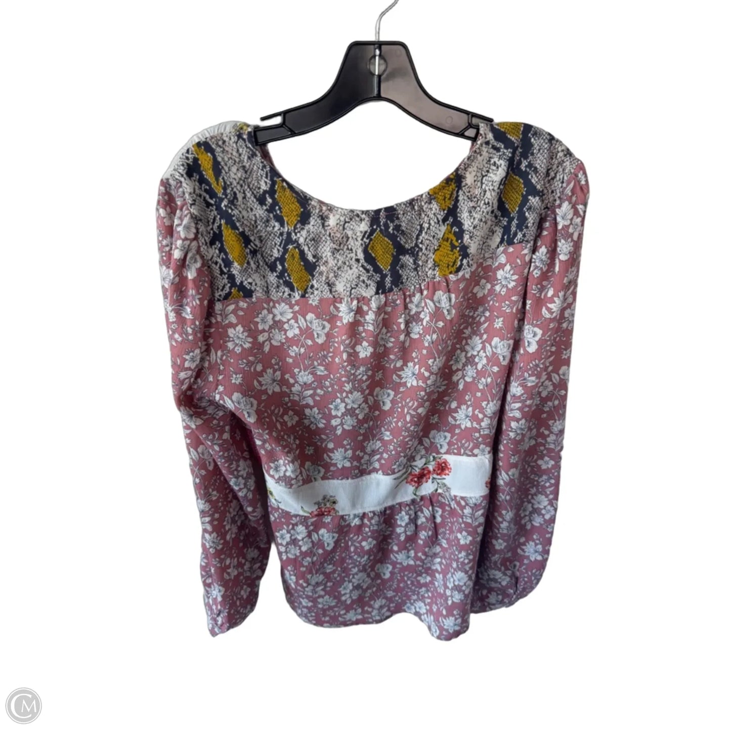 Top Long Sleeve By Gimmicks In Cream & Pink, Size: L