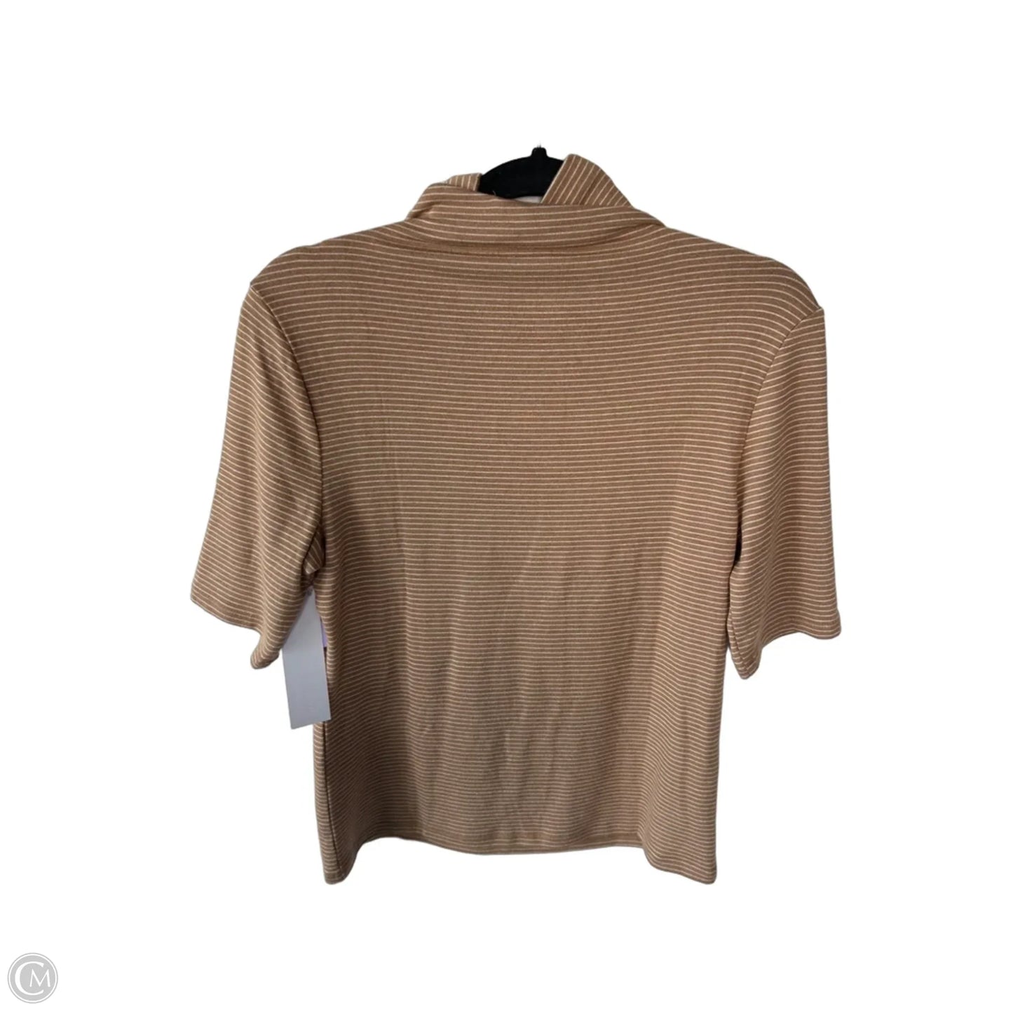 Sweater Short Sleeve By Banana Republic In Tan & White, Size: M