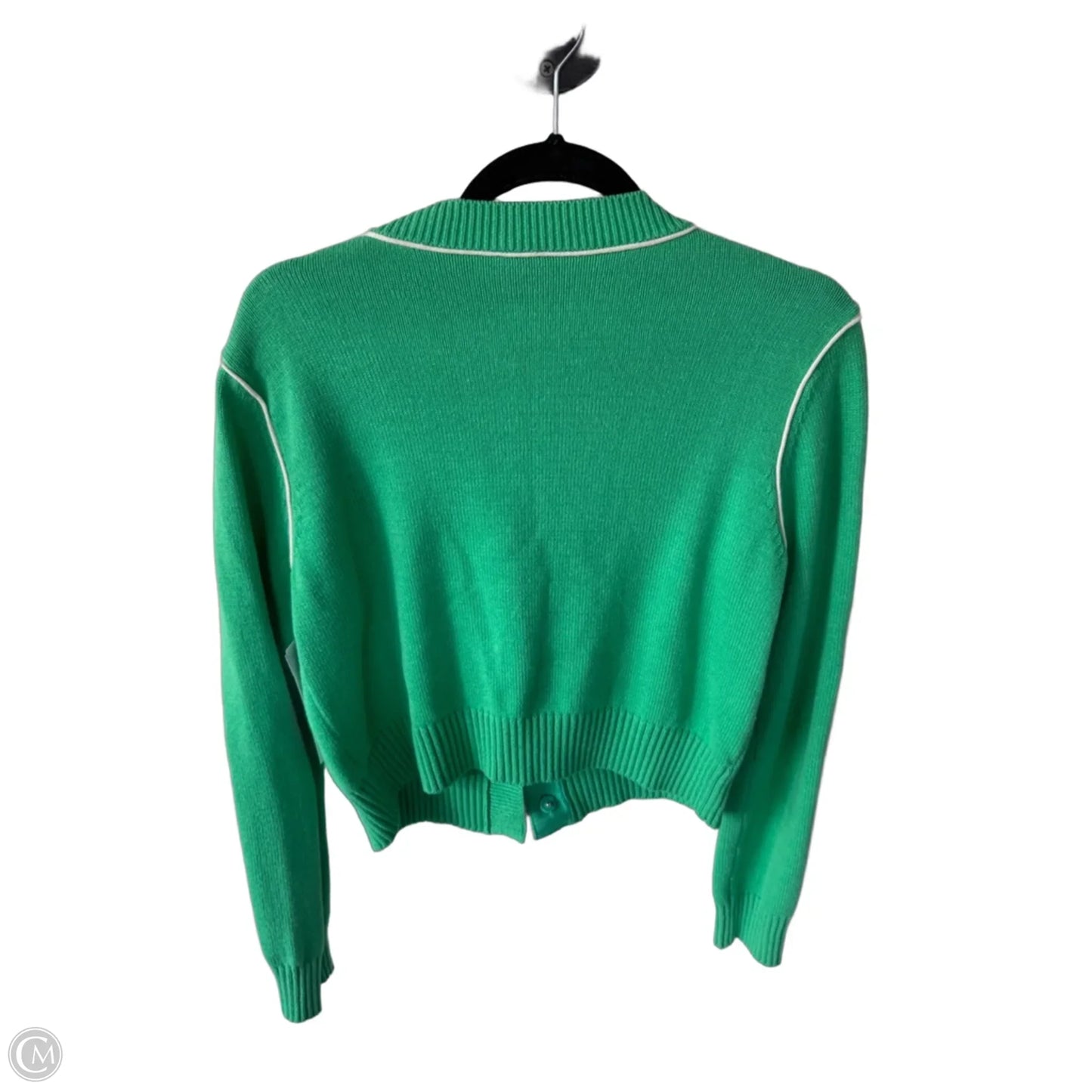 Sweater Cardigan By Cabi In Green & White, Size: S