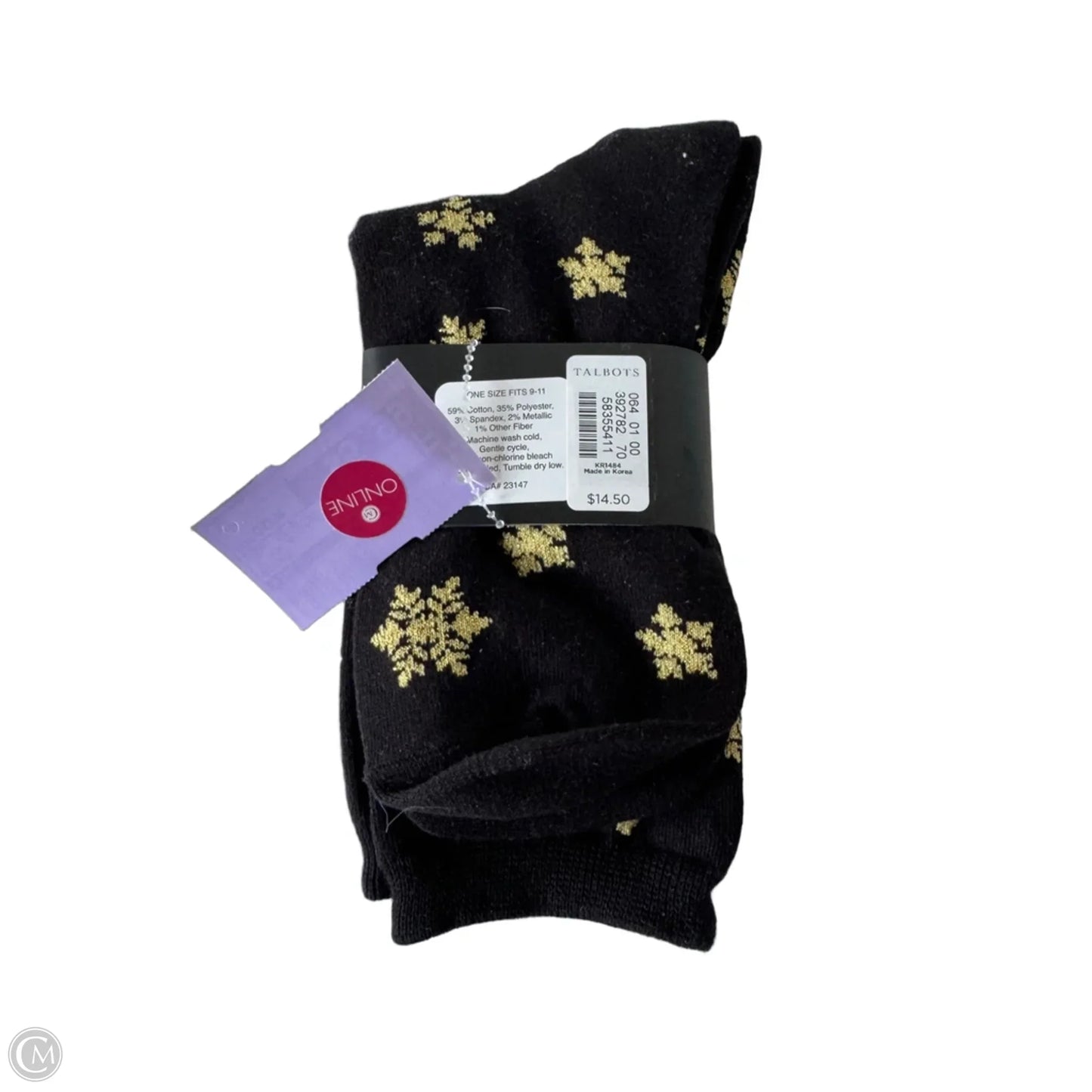 Socks By Talbots In Black & Gold, Size: Osfm