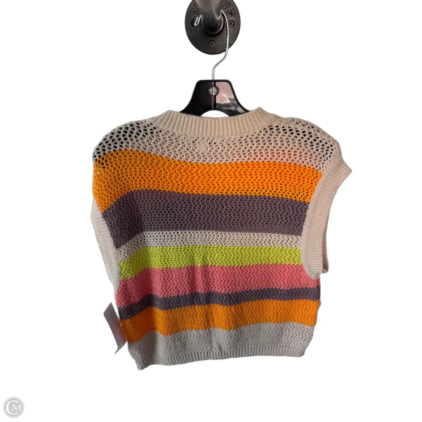 Vest Sweater By Davi & Dani In Orange & Tan, Size: S