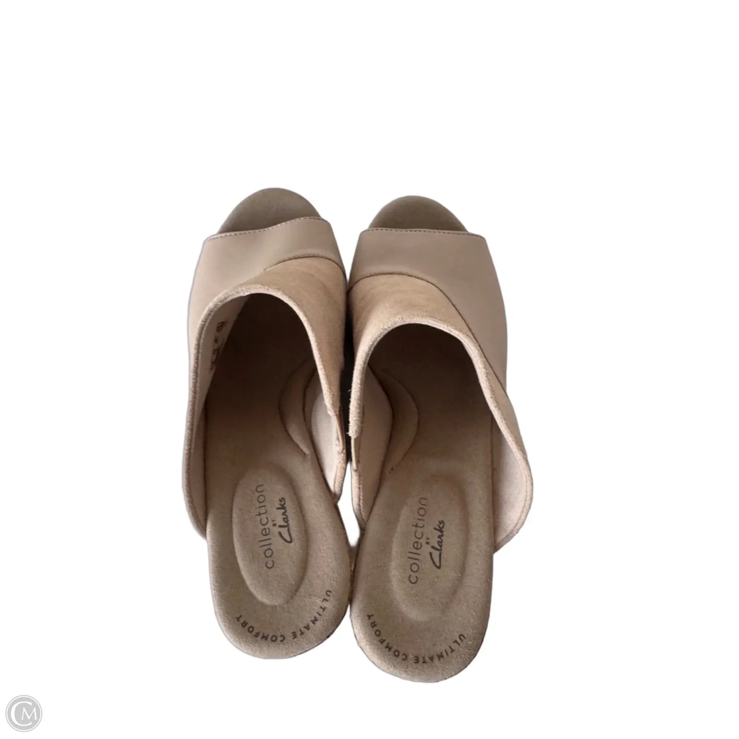 Sandals Heels Wedge By Clarks In Tan, Size: 8.5