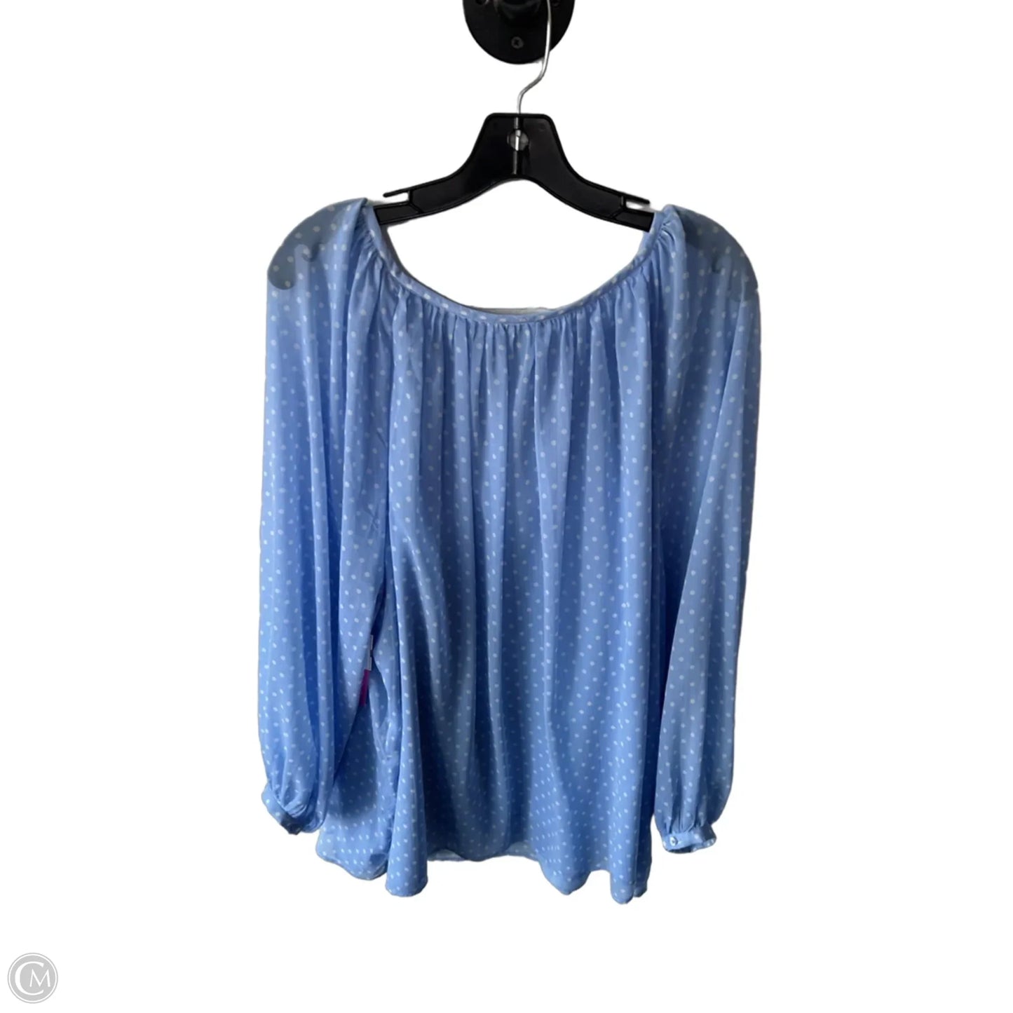 Top Long Sleeve By Talbots In Blue & White, Size: 2x