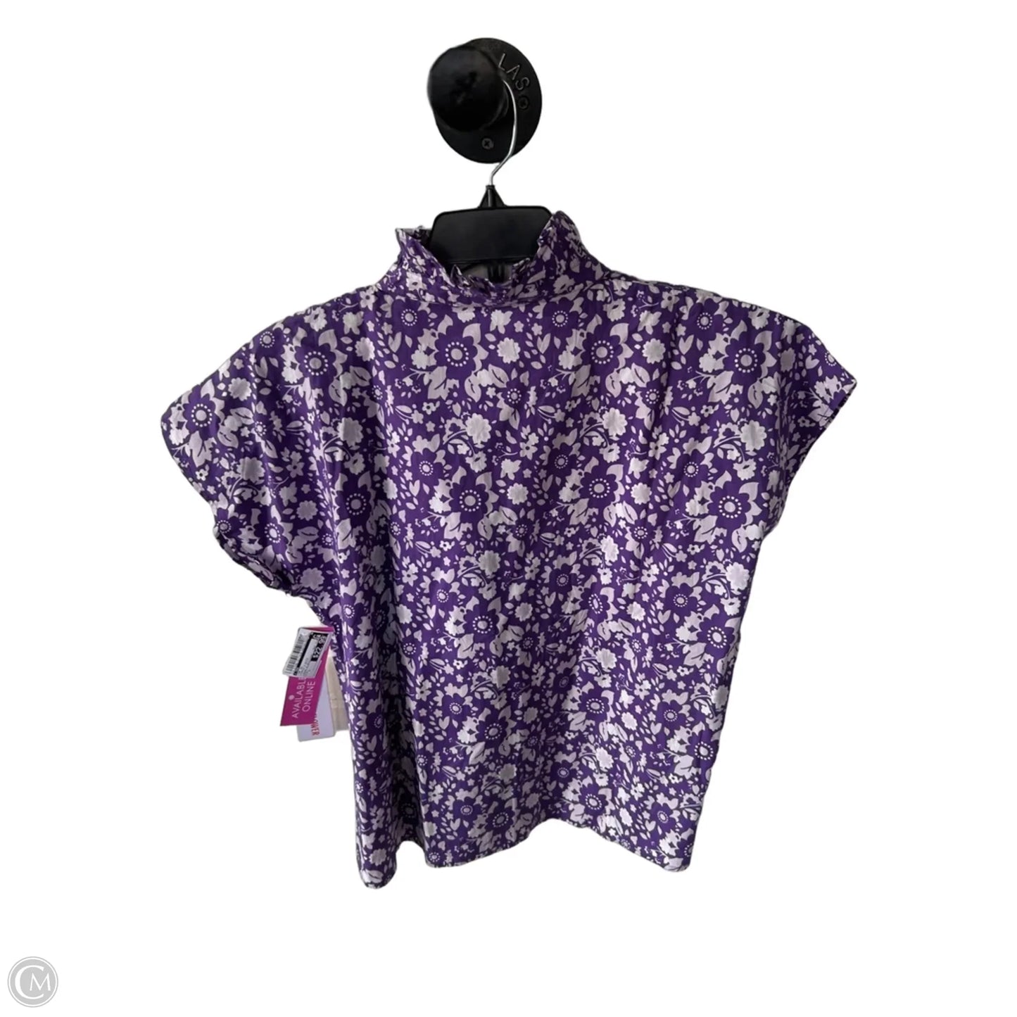 Top Short Sleeve By Cma In Purple & White, Size: L