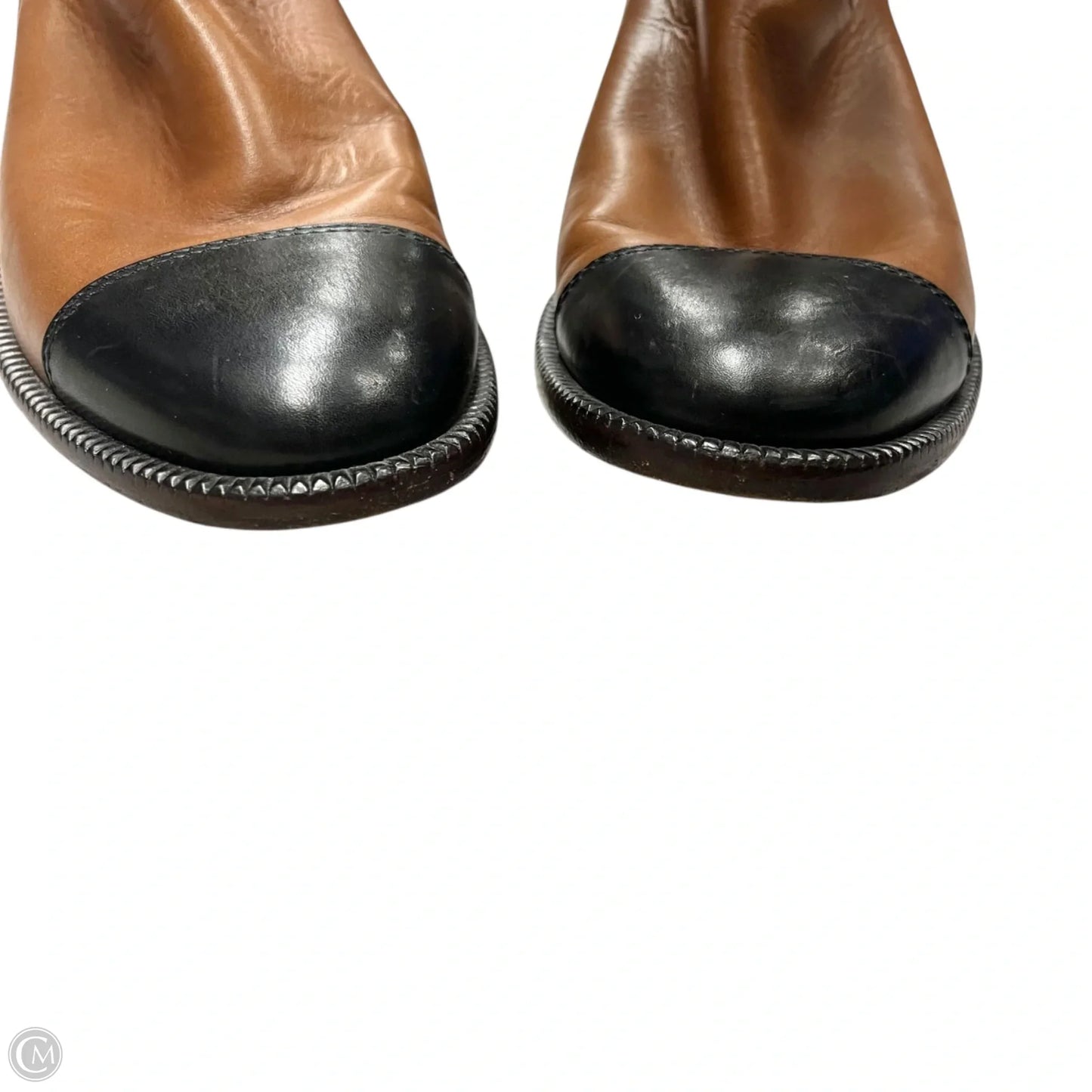 Boots Luxury Designer By Chanel In Brown, Size: 6.5