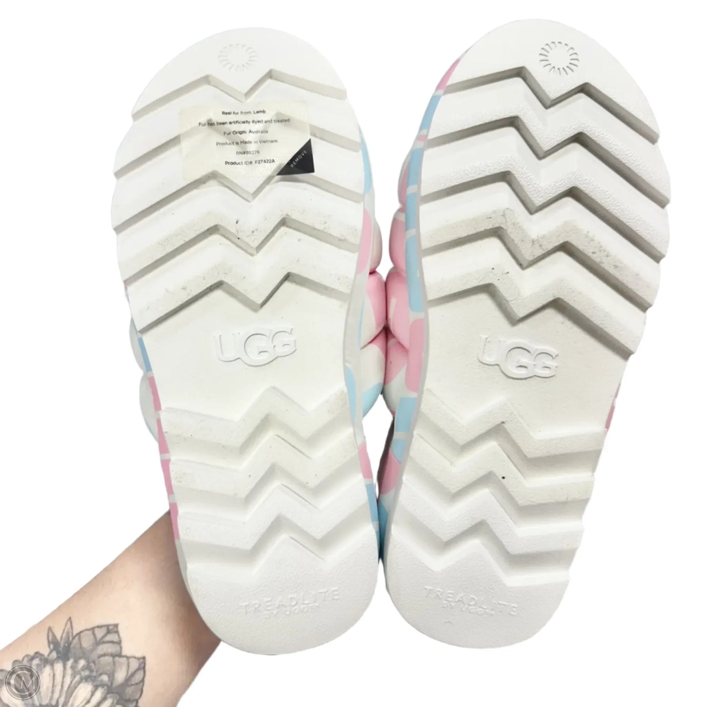 Sandals Designer By Ugg In Blue & Pink, Size: 9