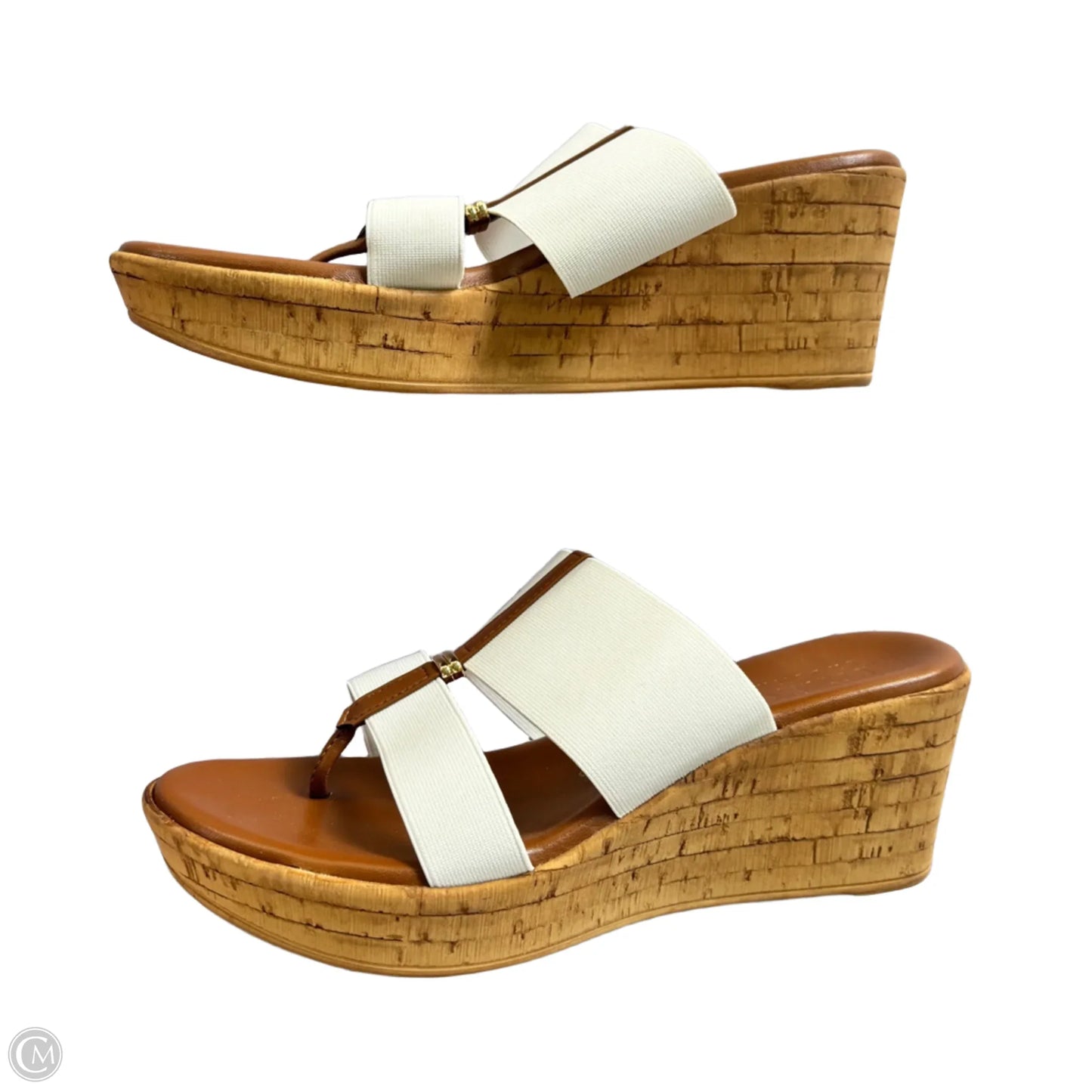 Sandals Heels Wedge By Italian Shoemakers In White, Size: 8.5