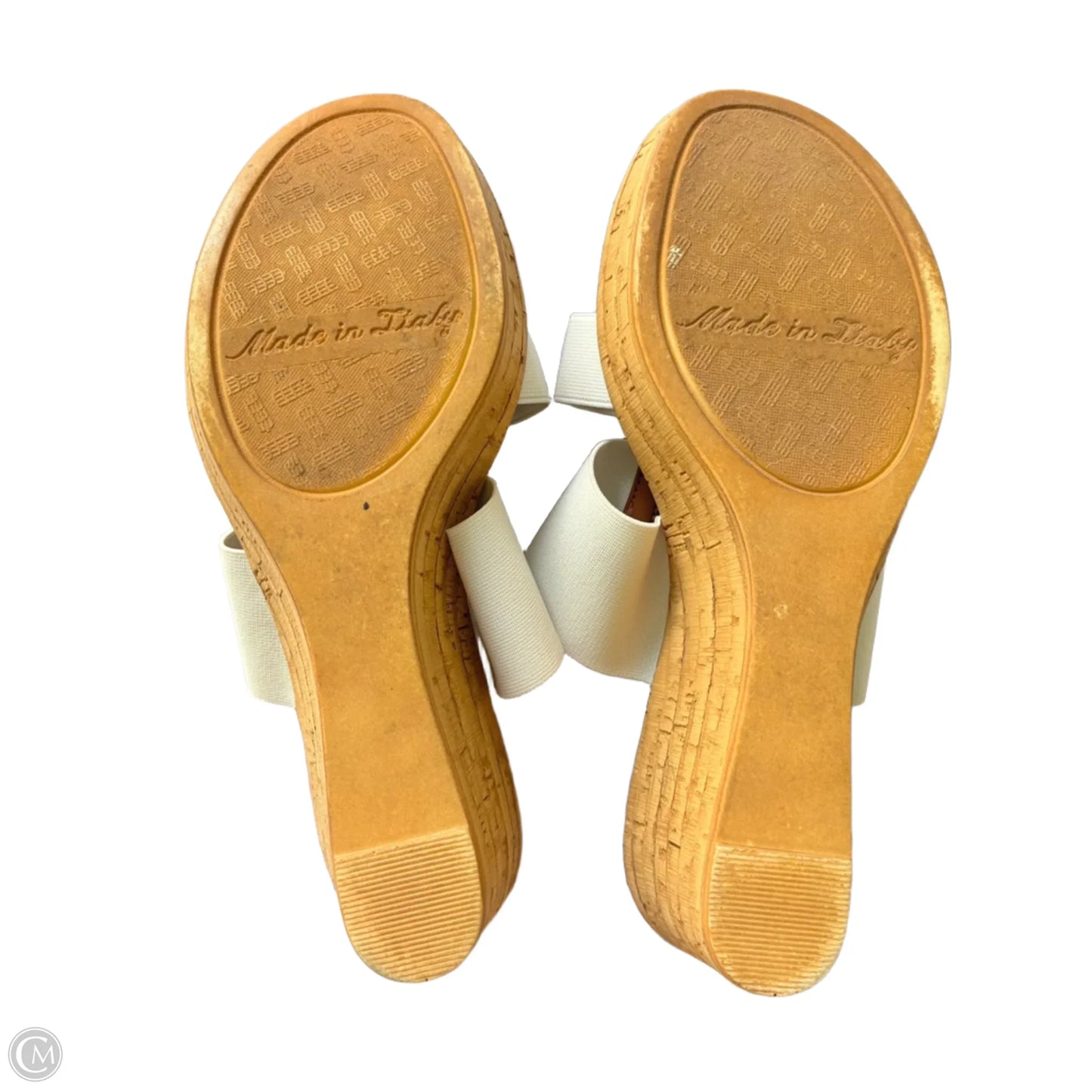 Sandals Heels Wedge By Italian Shoemakers In White, Size: 8.5